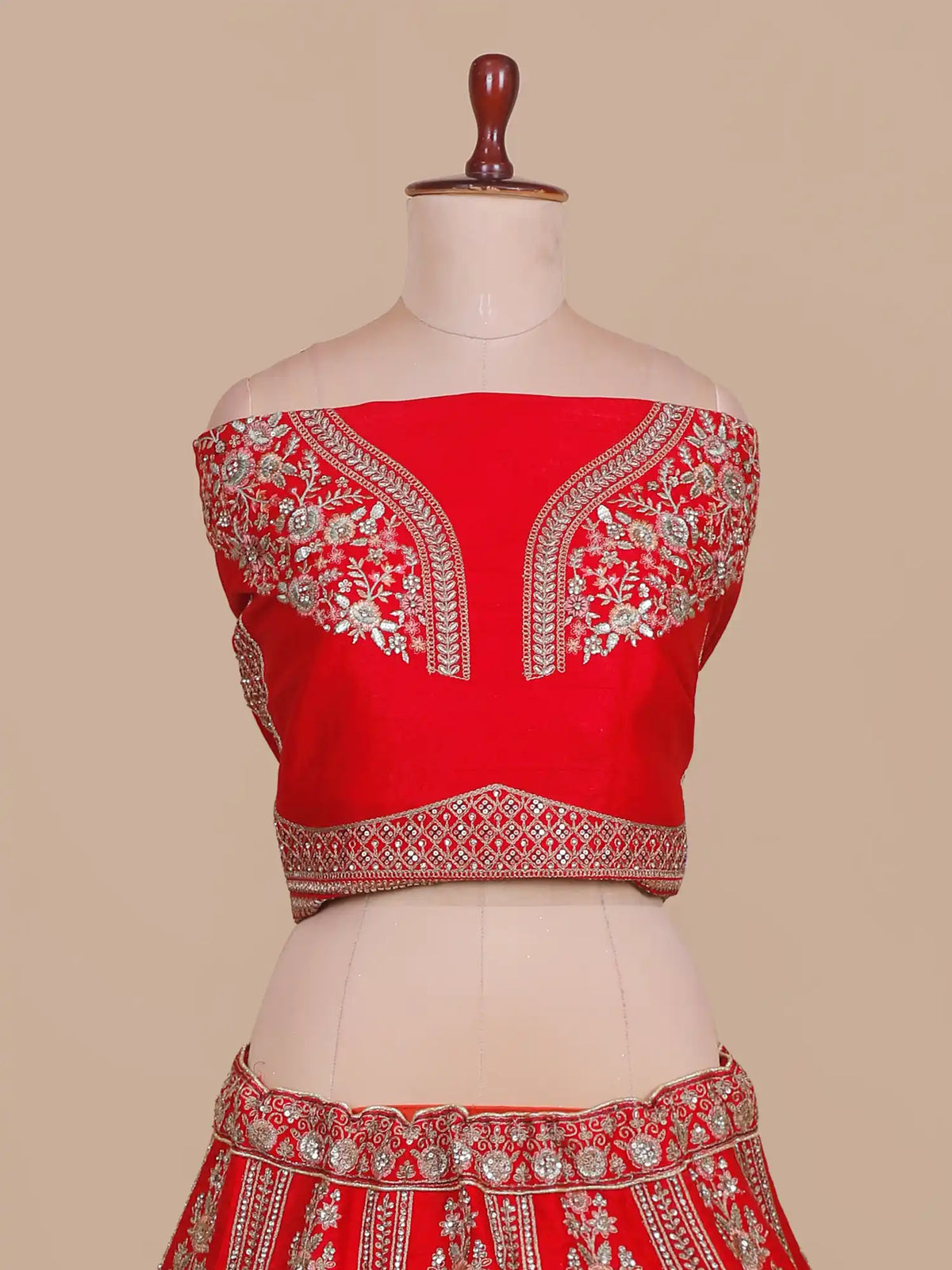 Regal Silk Bridal Lehenga with Blue Peacock and Portrait Embroidery