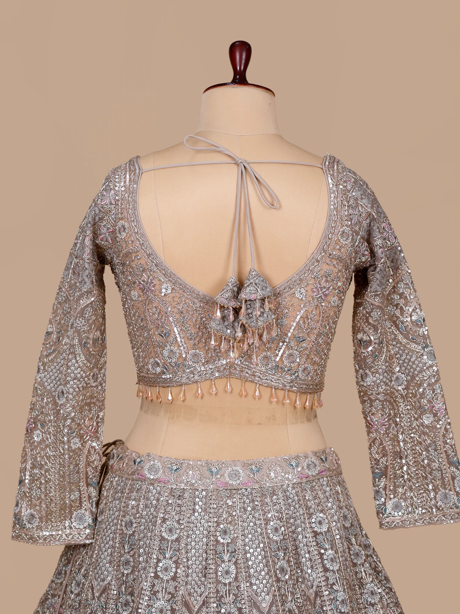 Designer Silver Zardosi Net Lehenga For Wedding Wear