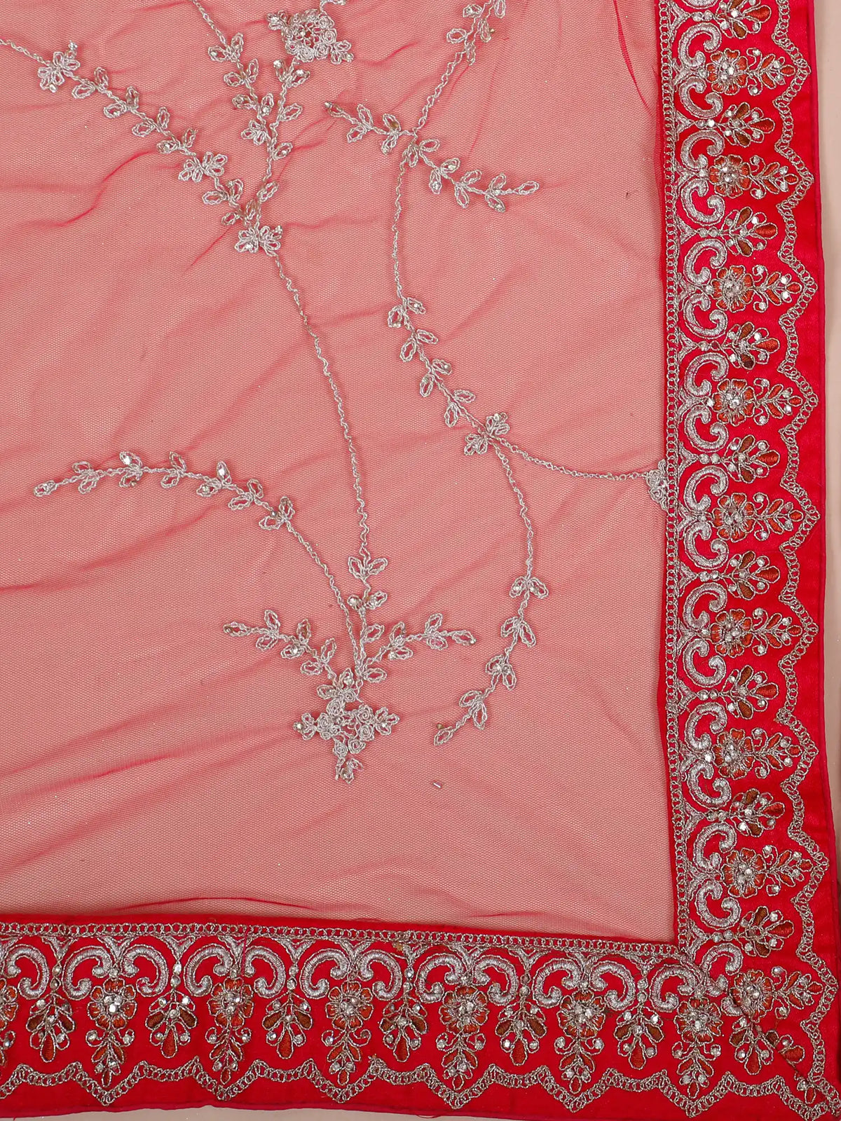 Choose Red Silk Unstitched Bridal Lehenga Choli with Peacock Embroidery
