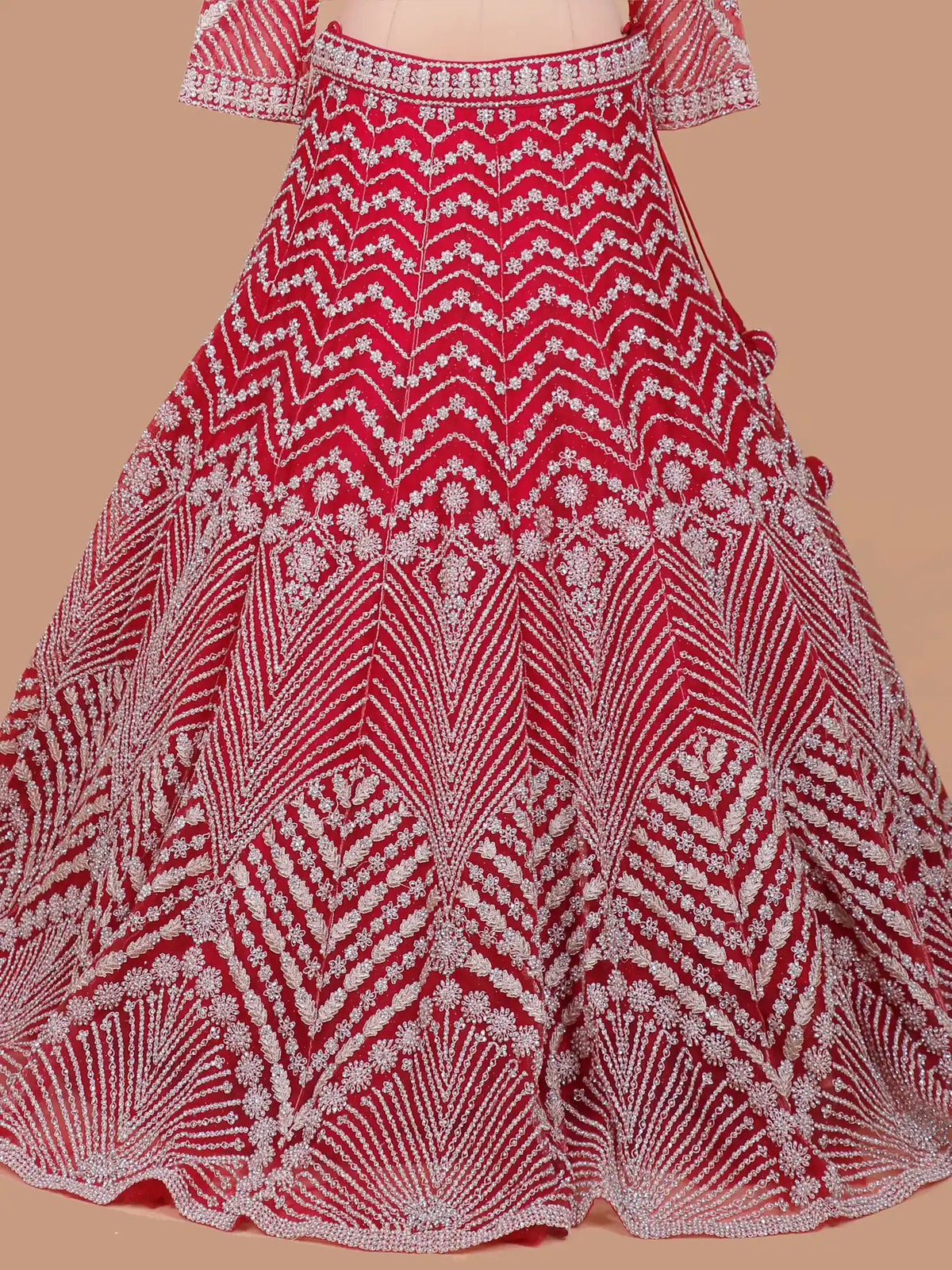 Bright Red Designer Occasion Wear Lehenga Choli with Diamond Detailing