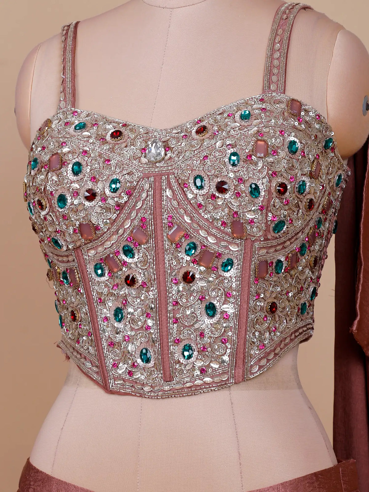 Bronze Imported Silk Ready to Wear Saree with Sequin Stone Embellishments