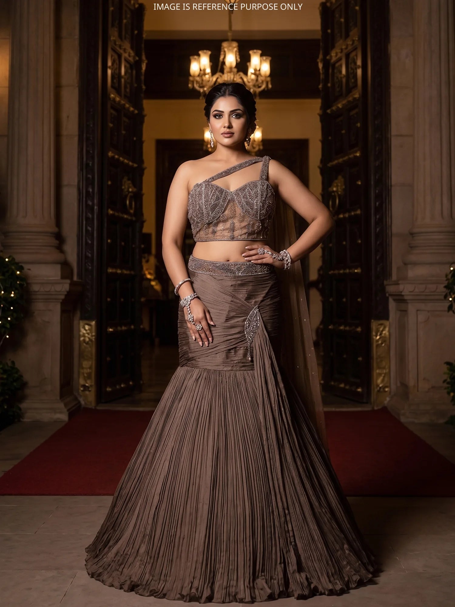 Brown Mermaid Couture Lehenga Crafted for Luxury Events