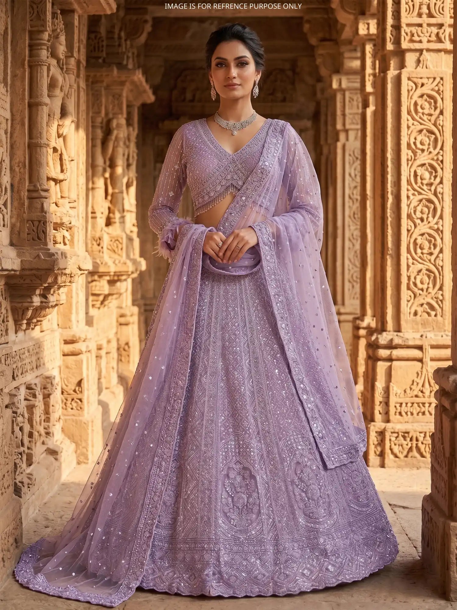Buy Beautiful Lavender Lehenga With Beads Work For Wedding Functions