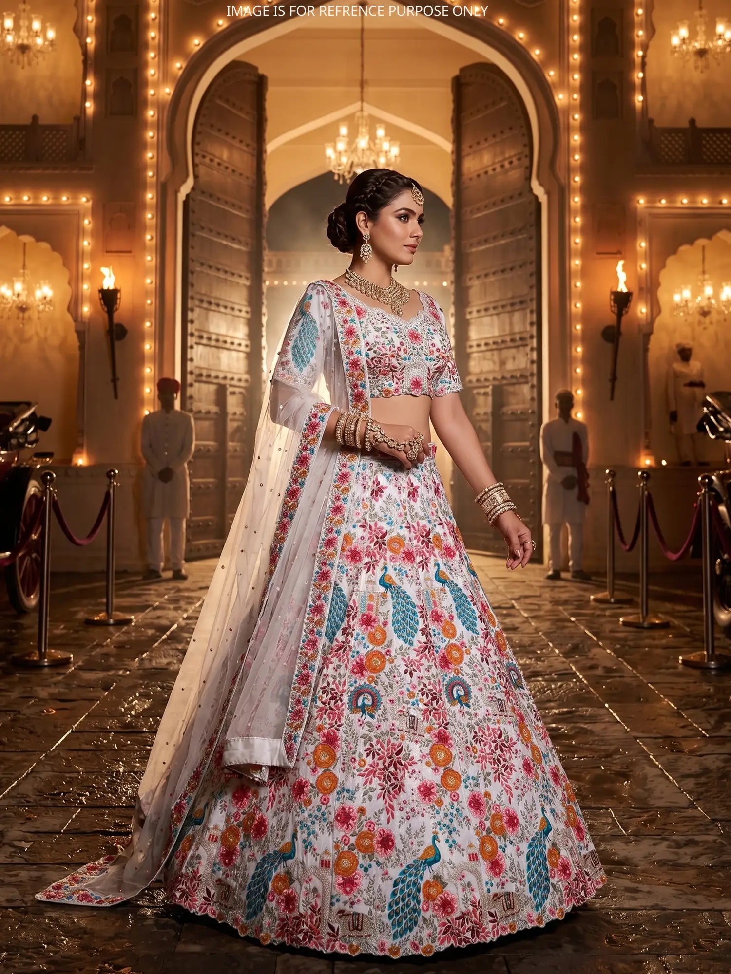 Buy Designer Multi Color Silk Lehenga for Traditional Wedding and Grand Celebrations