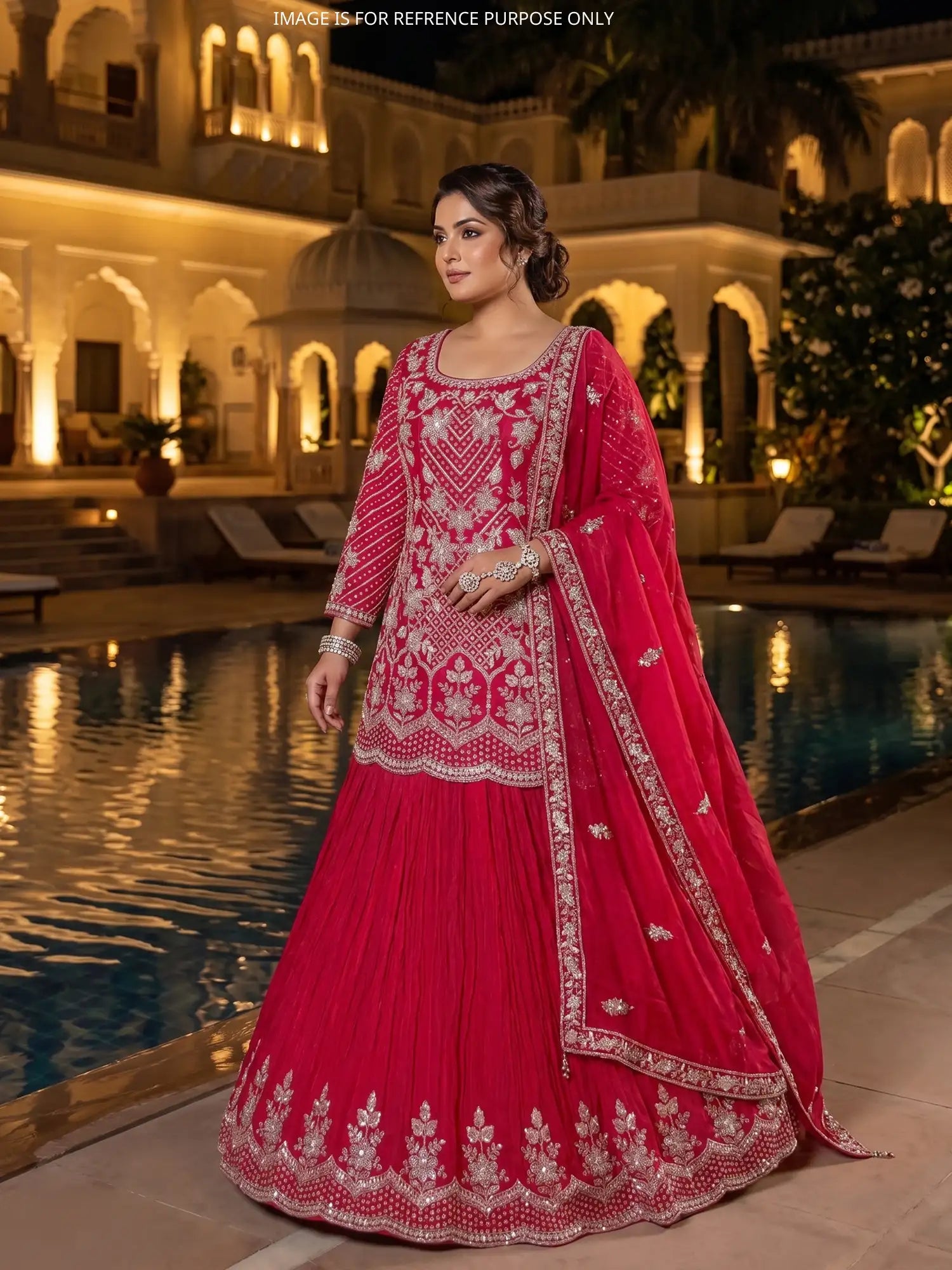 Buy Designer Rani Pink Peplum Lehenga Set For Wedding And Festive Wear