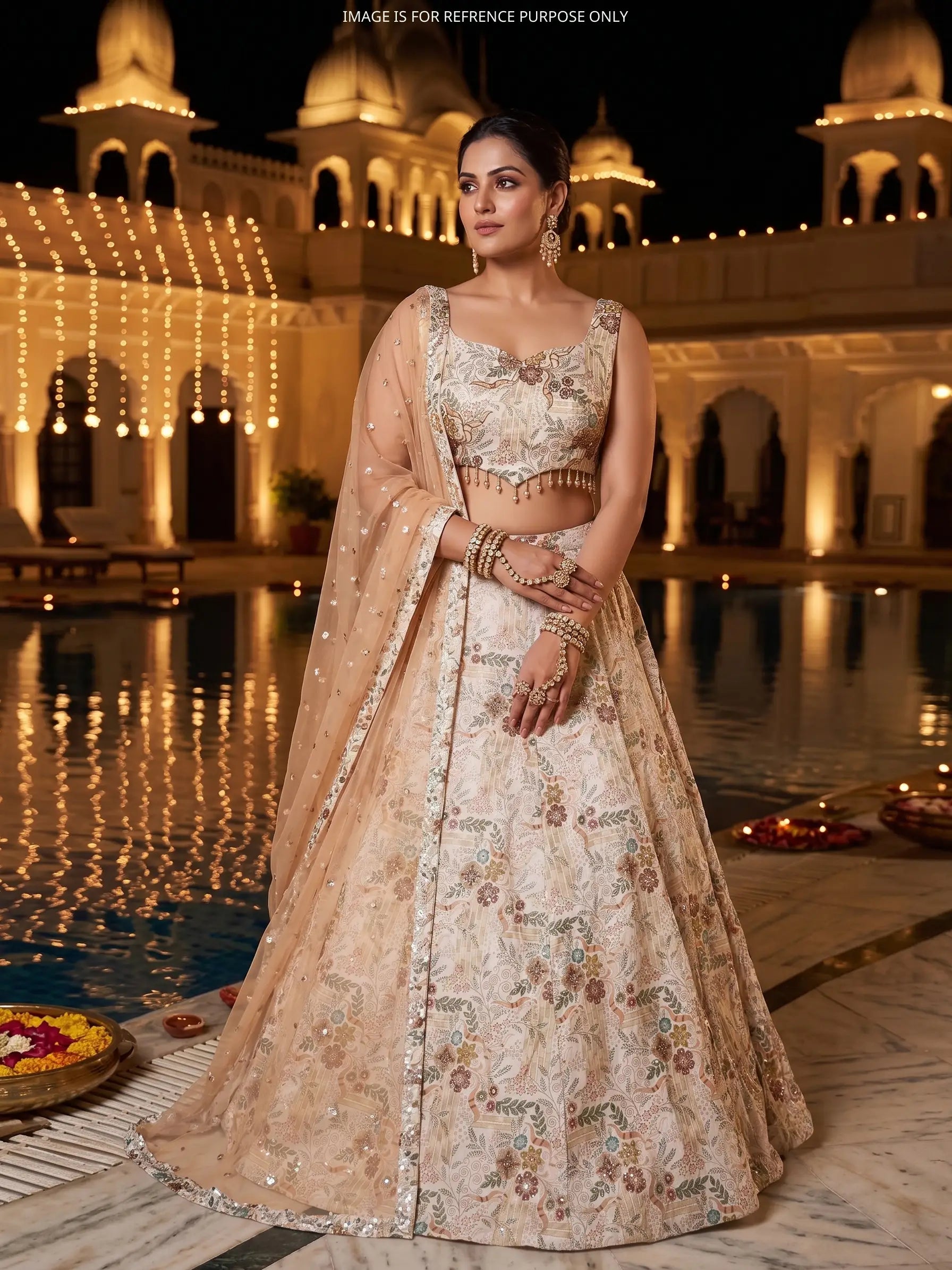 Buy Exclusive Ivory Shimmer Silk Lehenga Choli For Party Wear And Special Occasions