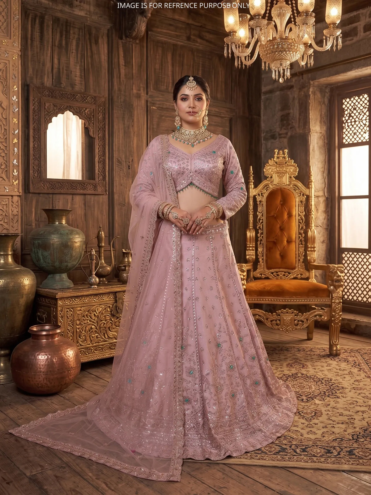 Buy Light Pink Silk Designer Lehenga Choli With Beads And Stone Detailing