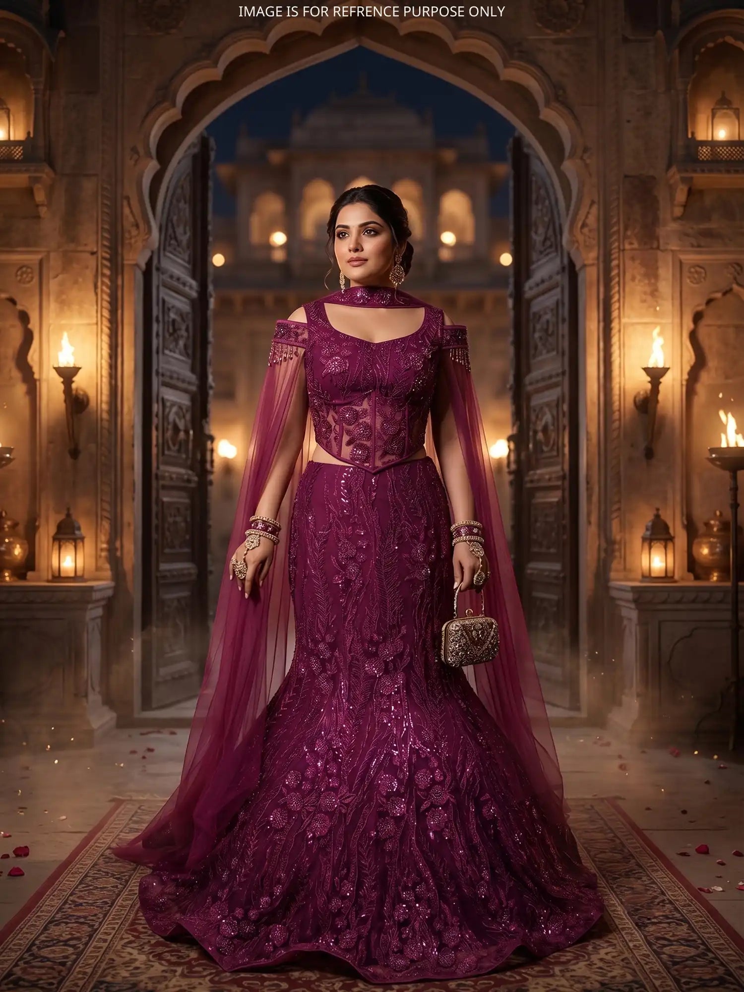 Buy Magenta Couture Mermaid Lehenga Created For Modern Designer Occasions