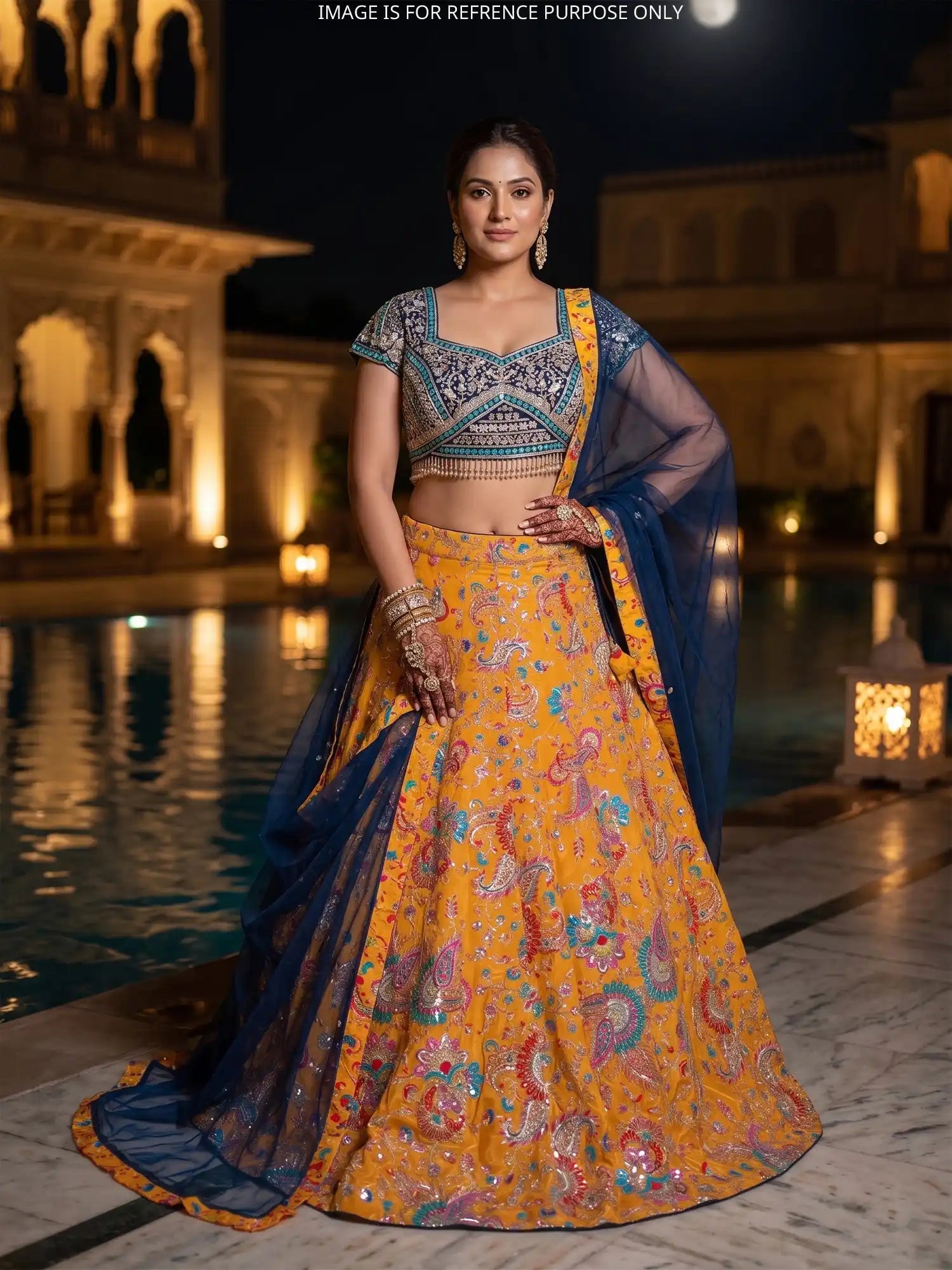 Buy Majestic Dual Tone Lehenga With Luxury Mirror Zardosi Work