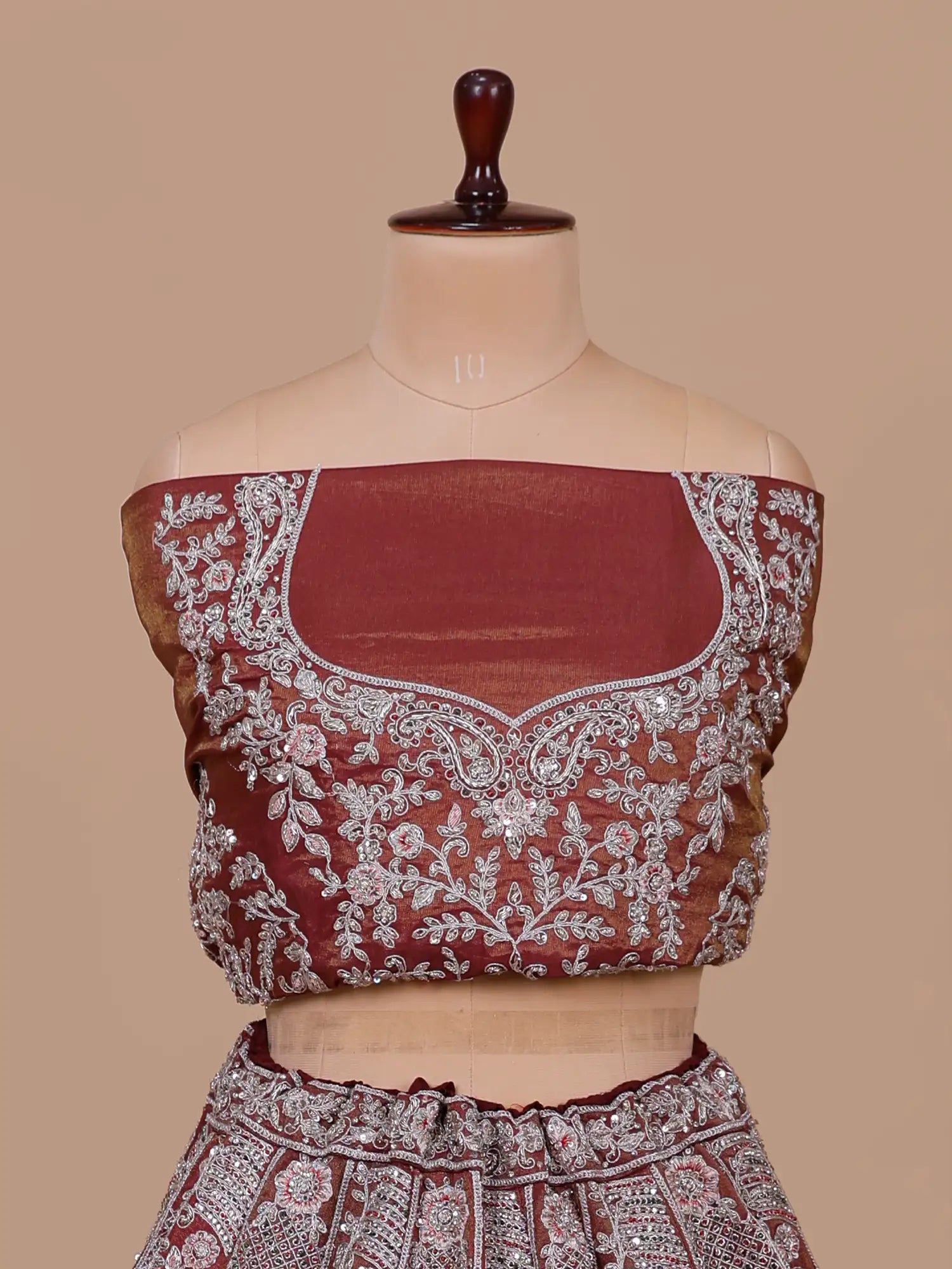 Maroon Shimmer Heavy Diamond Work wedding lehenga for bride