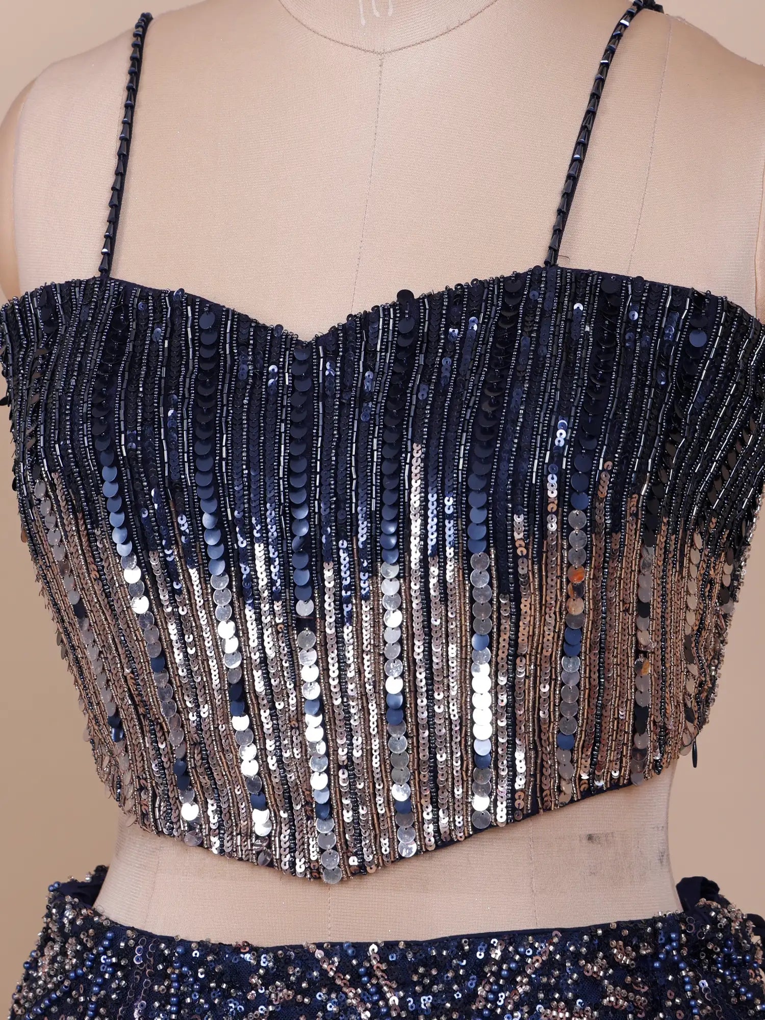 Shop Elite Navy Blue Mermaid Style Lehenga With Premium Couture Work