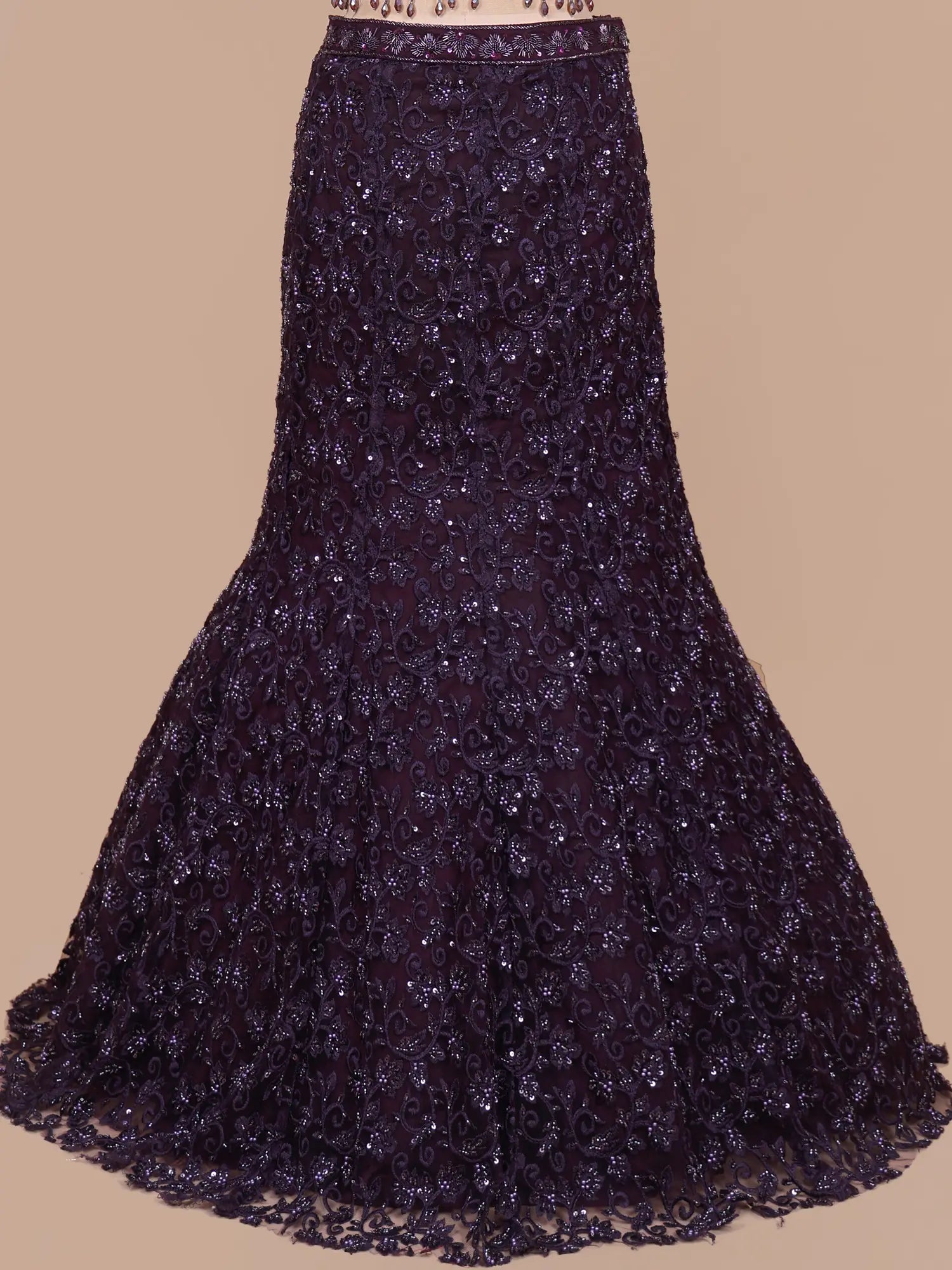 Shop Elegant Wine Mermaid Lehenga With Premium Designer Embroidery