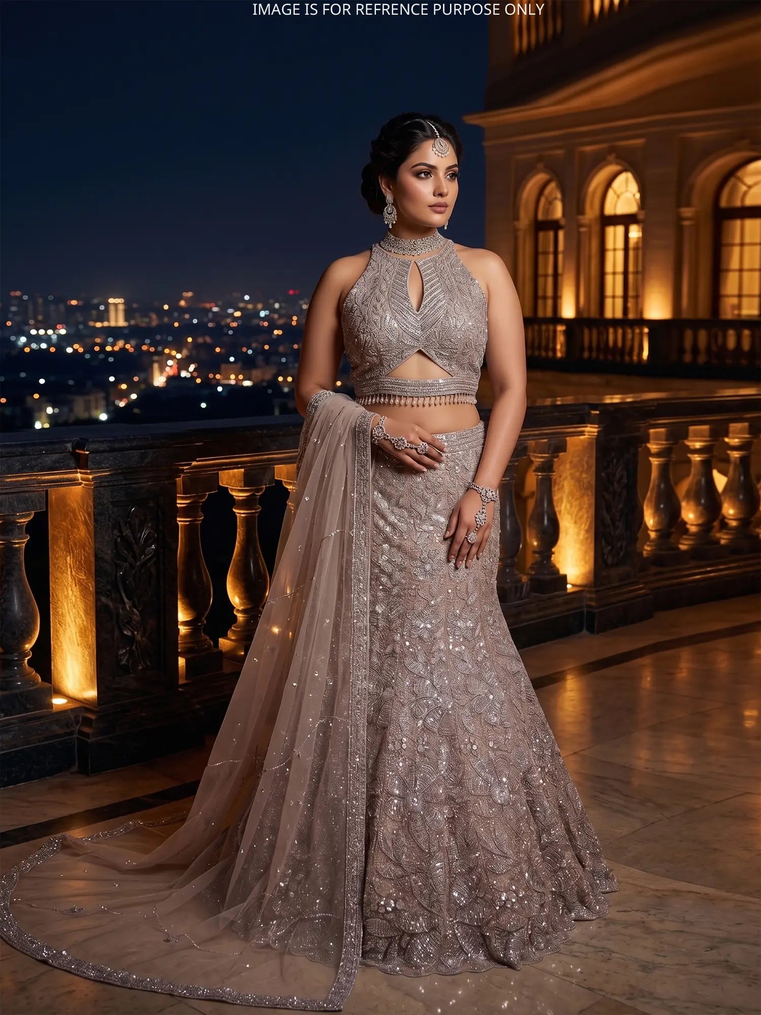 Champagne Mermaid Couture Lehenga With Elegant Handwork