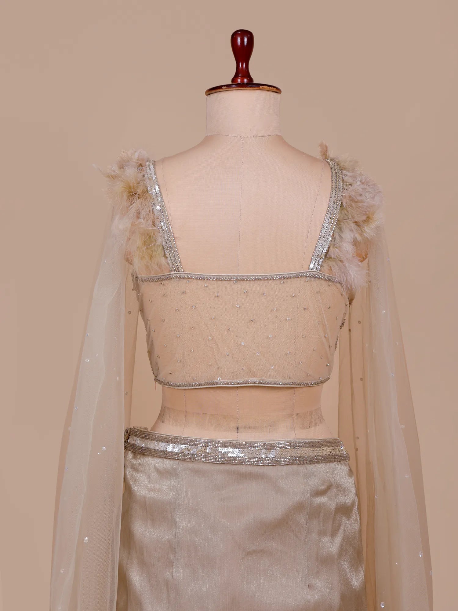 Champagne Designer Organza Ready-to-Wear Saree For Women