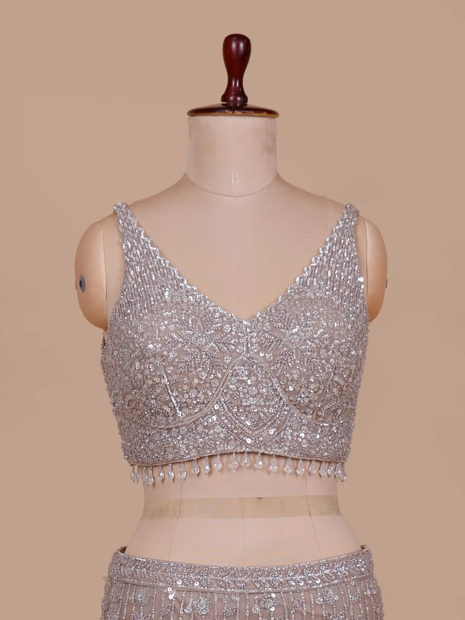 Luxury Champagne Mermaid Lehenga Featuring Elegant Handwork