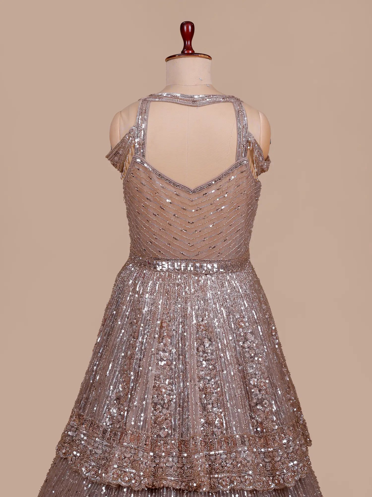 Discover Exclusive Designer Chickoo Peplum Lehenga With Premium Handwork
