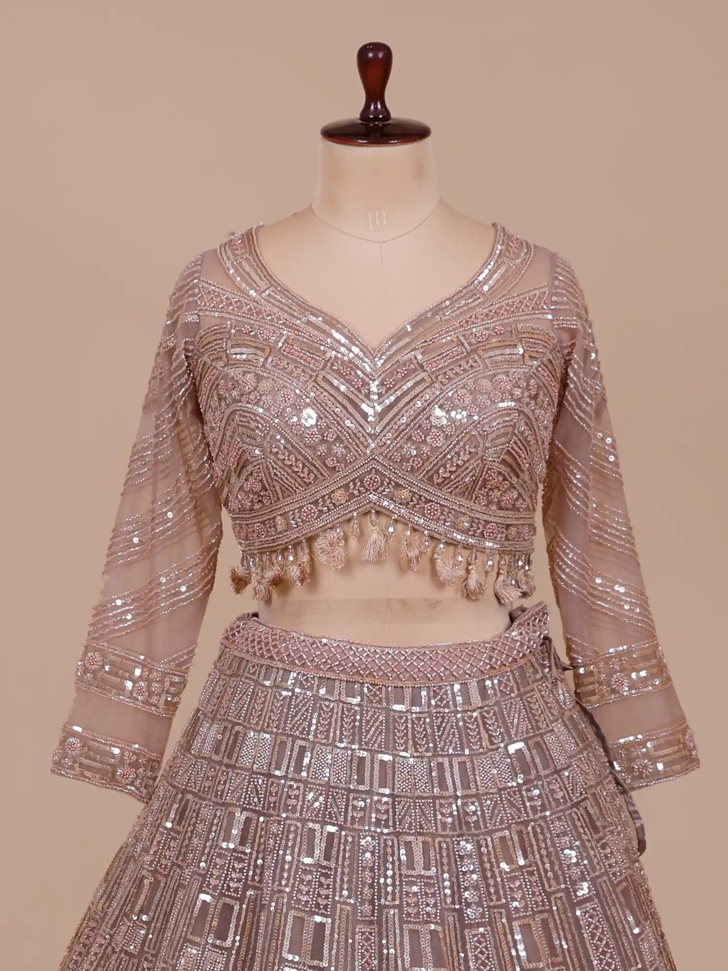 Shop Iconic Onion Pink Lehenga With Luxury Crystal Embellishments