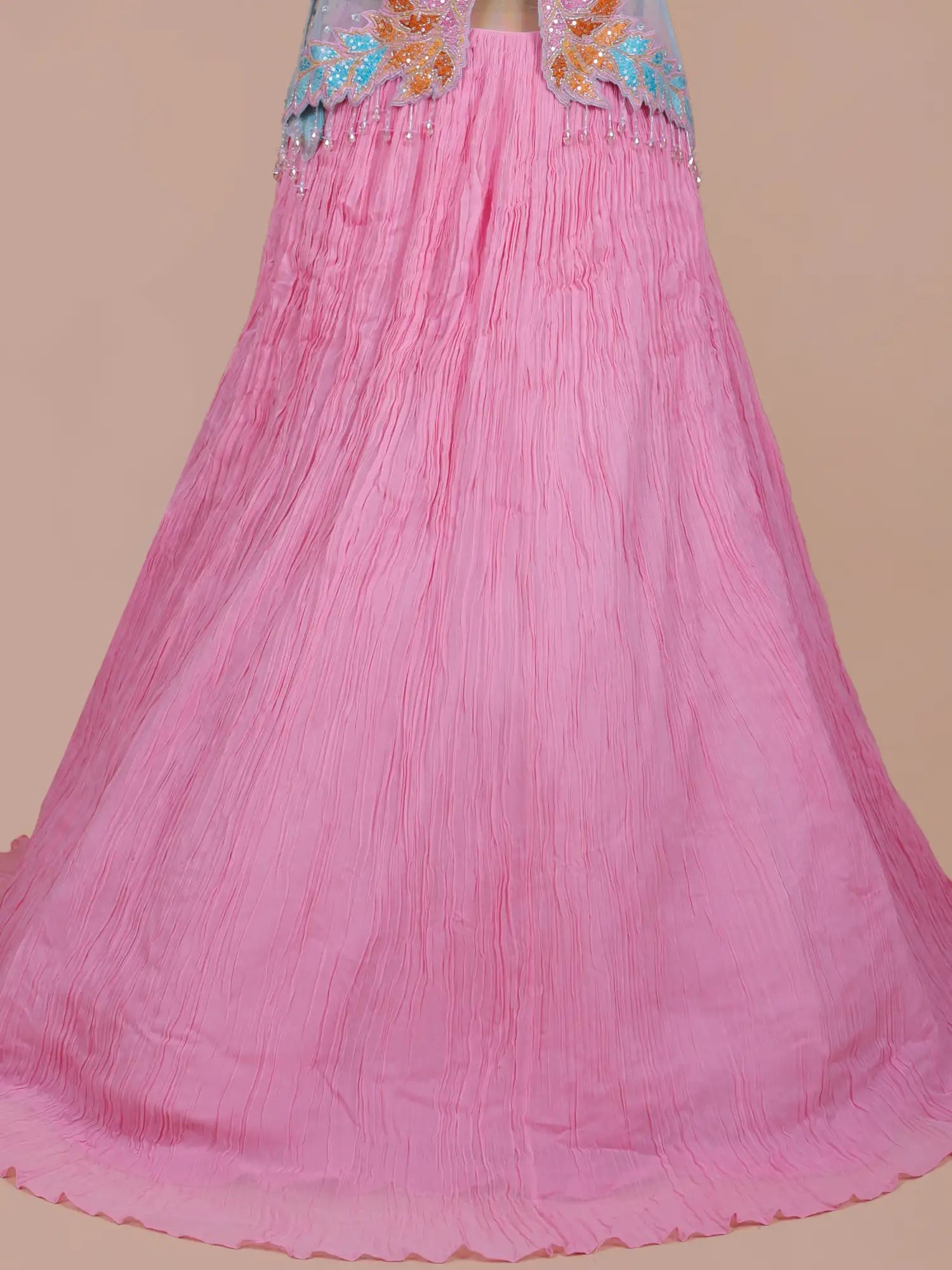 Shop Couture Pink Blue Net Georgette Lehenga Choli For Party Wear Occasions