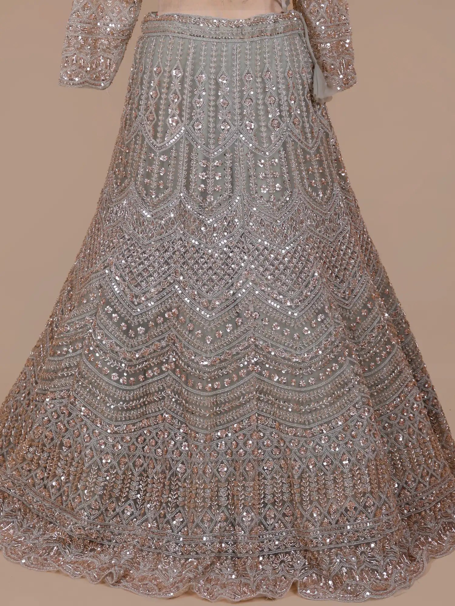 Signature Sage Green Designer Lehenga With Luxury Handwork