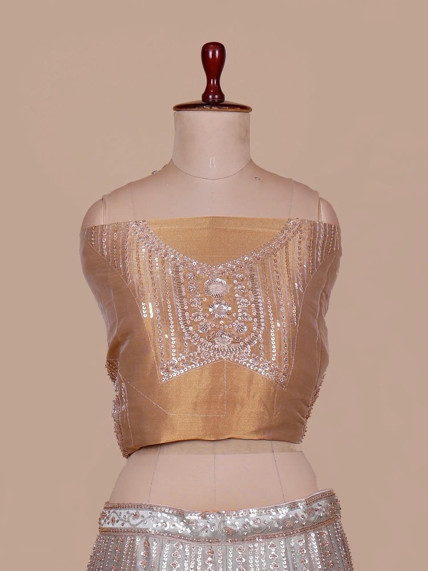 Luxe Contrast Dual Tone Silk Unstitched Lehenga With Threadwork