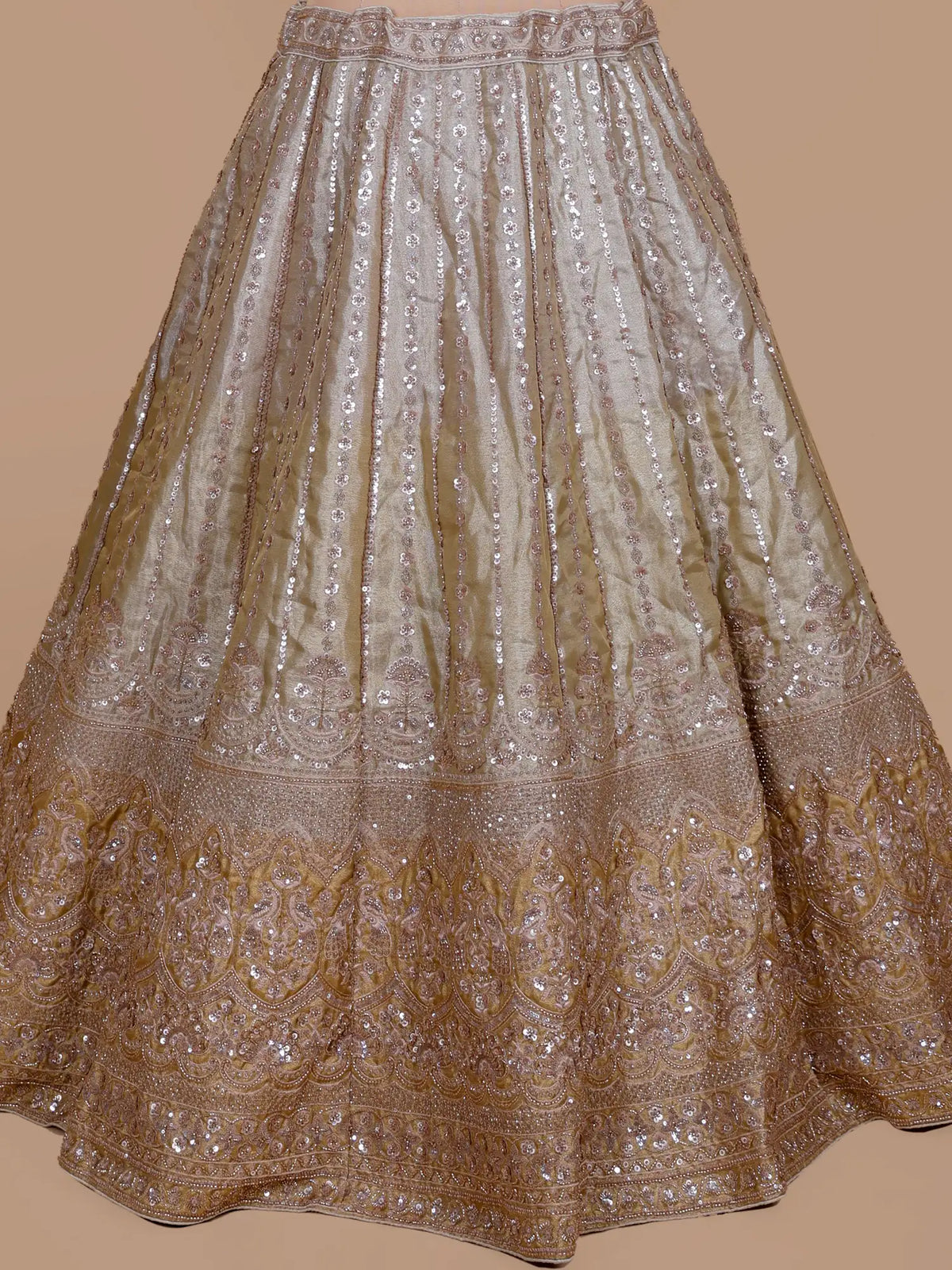 The Two Tone Edit Unstitched Silk Lehenga In Bead Cut Dana Embroidery