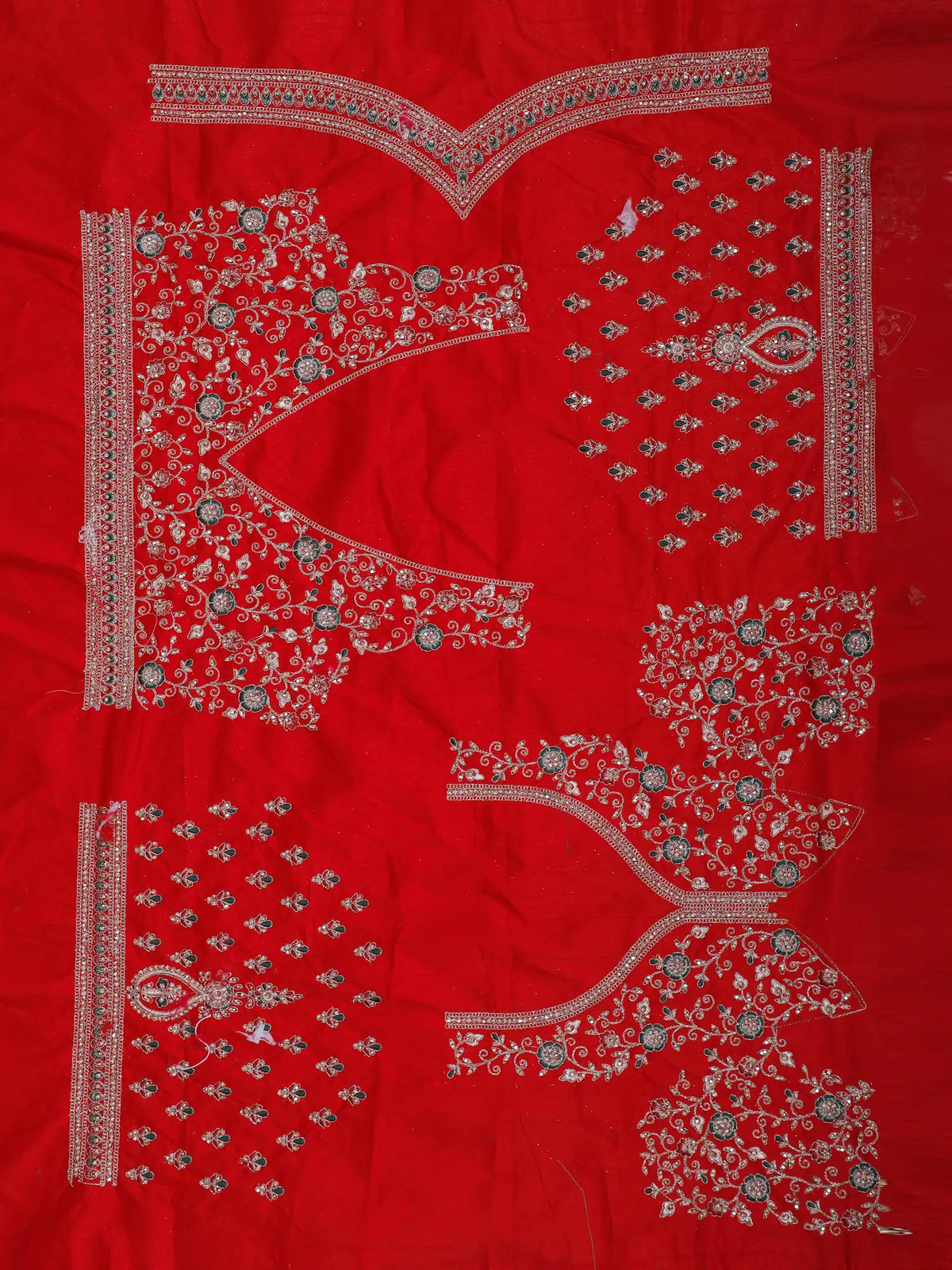 Red Silk Couture Bridal Lehenga with Doli Scenes and Elephant Detailing