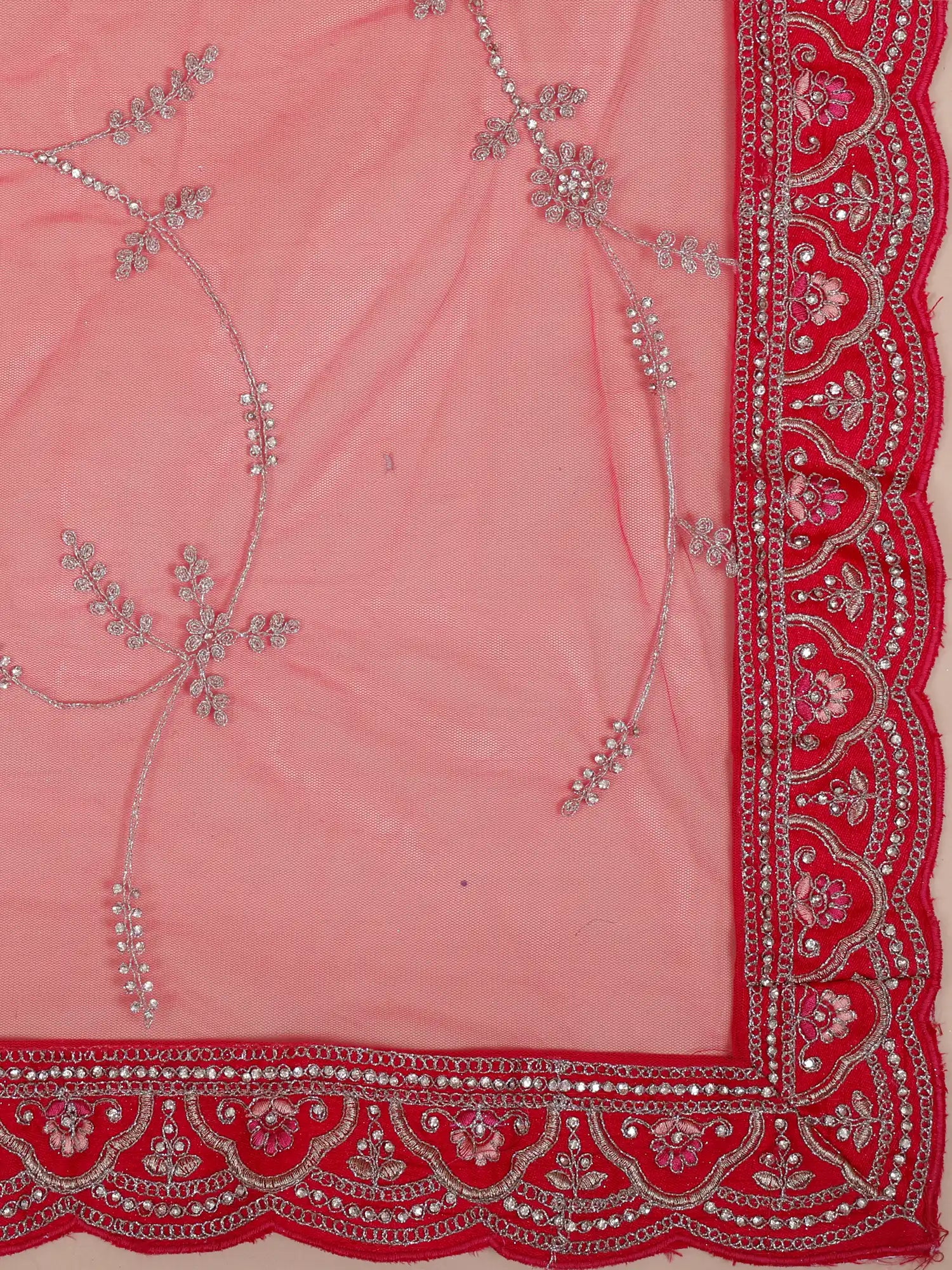 Bridal Majesty Red Unstitched Silk Lehenga With Elephant Figure Embroidery