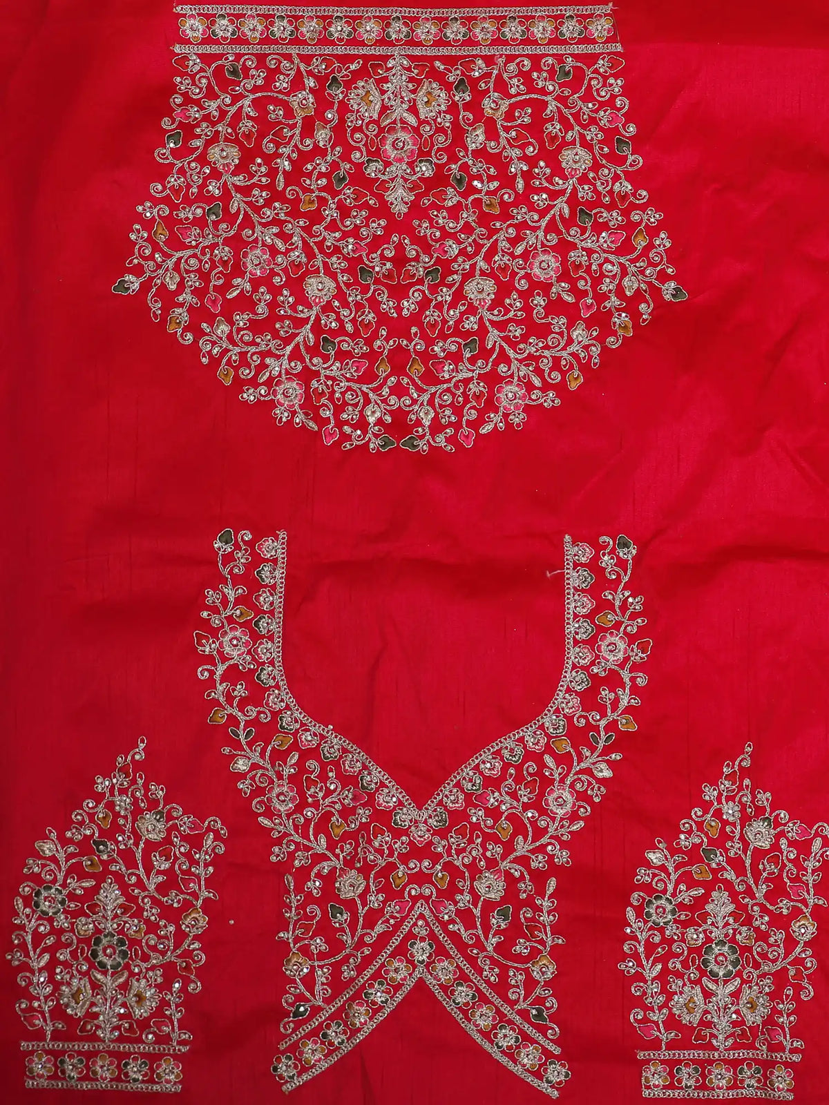Premium Crimson Silk Wedding Lehenga Featuring Bird and Elephant Embroidery