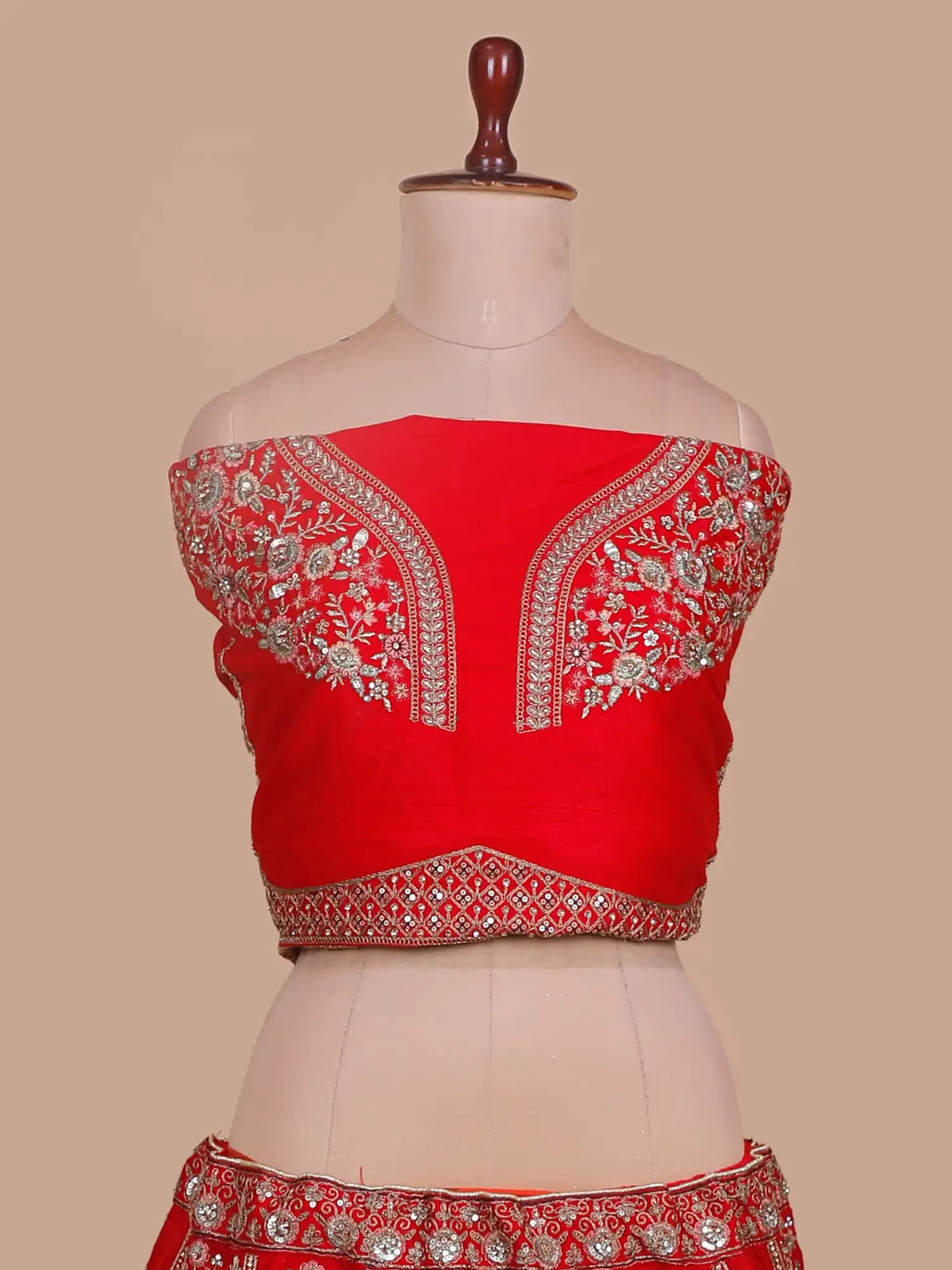 Red Silk Luxury Wedding Lehenga with Intricate Peacock and Sequin Embroidery