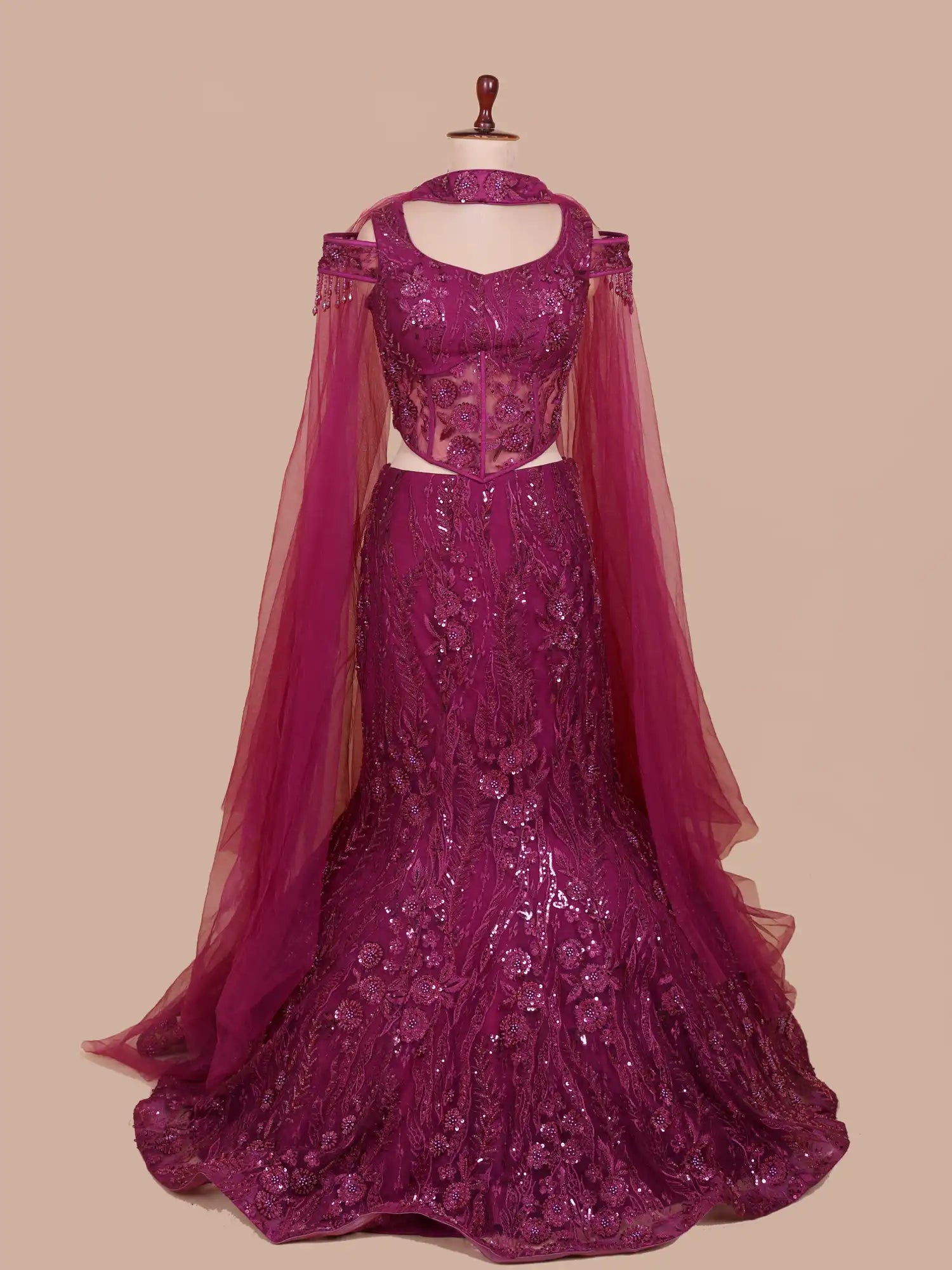 Buy Magenta Couture Mermaid Lehenga Created For Modern Designer Occasions