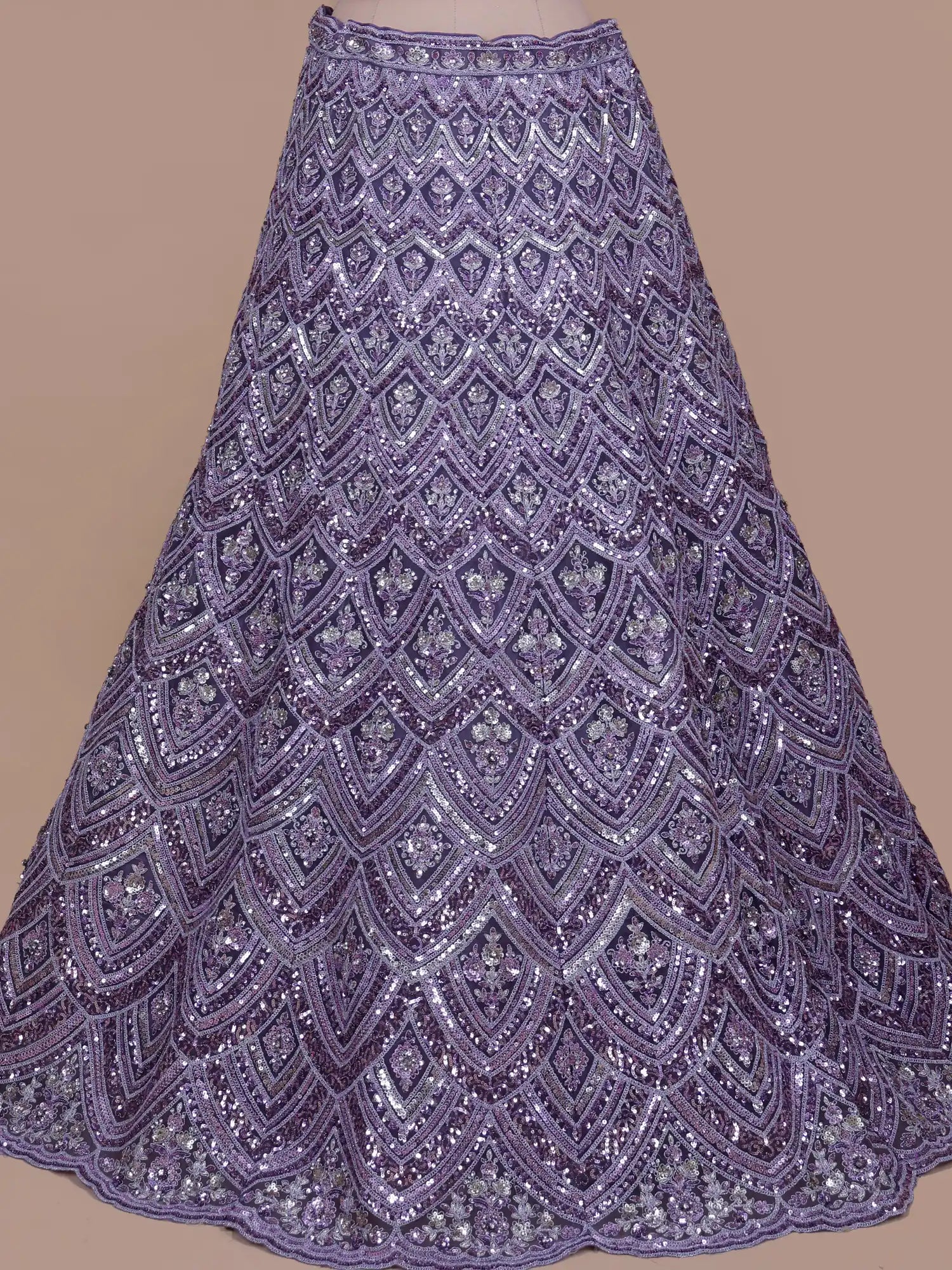 Shop Purple Silk Unstitched Lehenga With Diamond And Sequin Dori Work