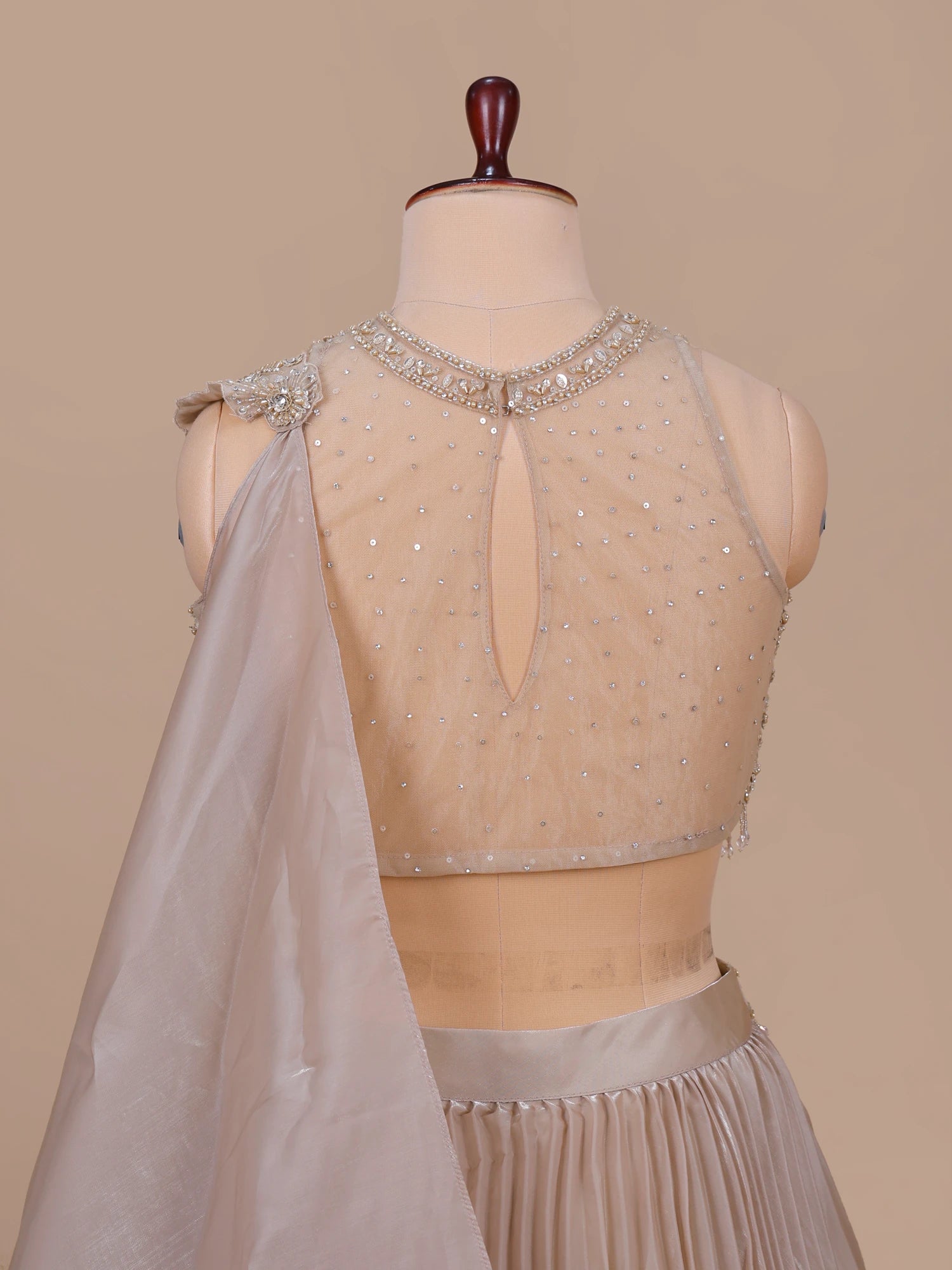 Affordable Trendy Beige Jimmy Choo Lehenga With Cut Dana Work