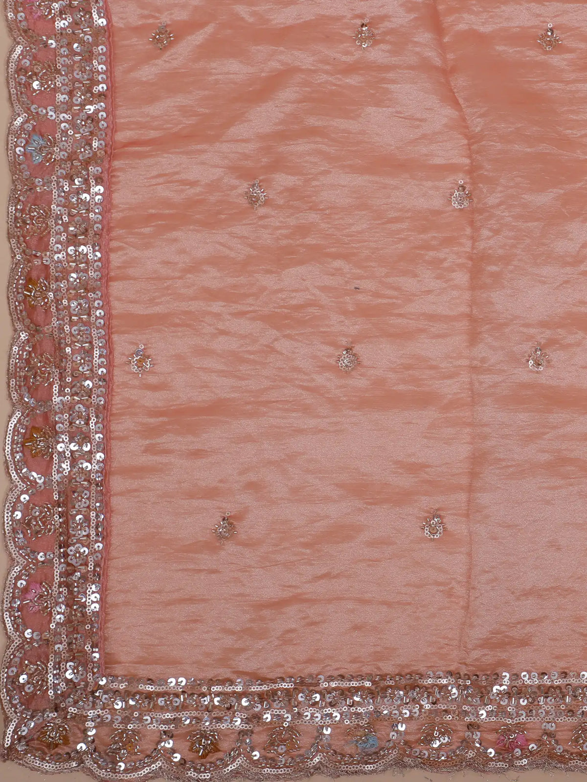 Blush Pink Silk Designer Lehenga Showcasing Peacock and Sequin Embroidery