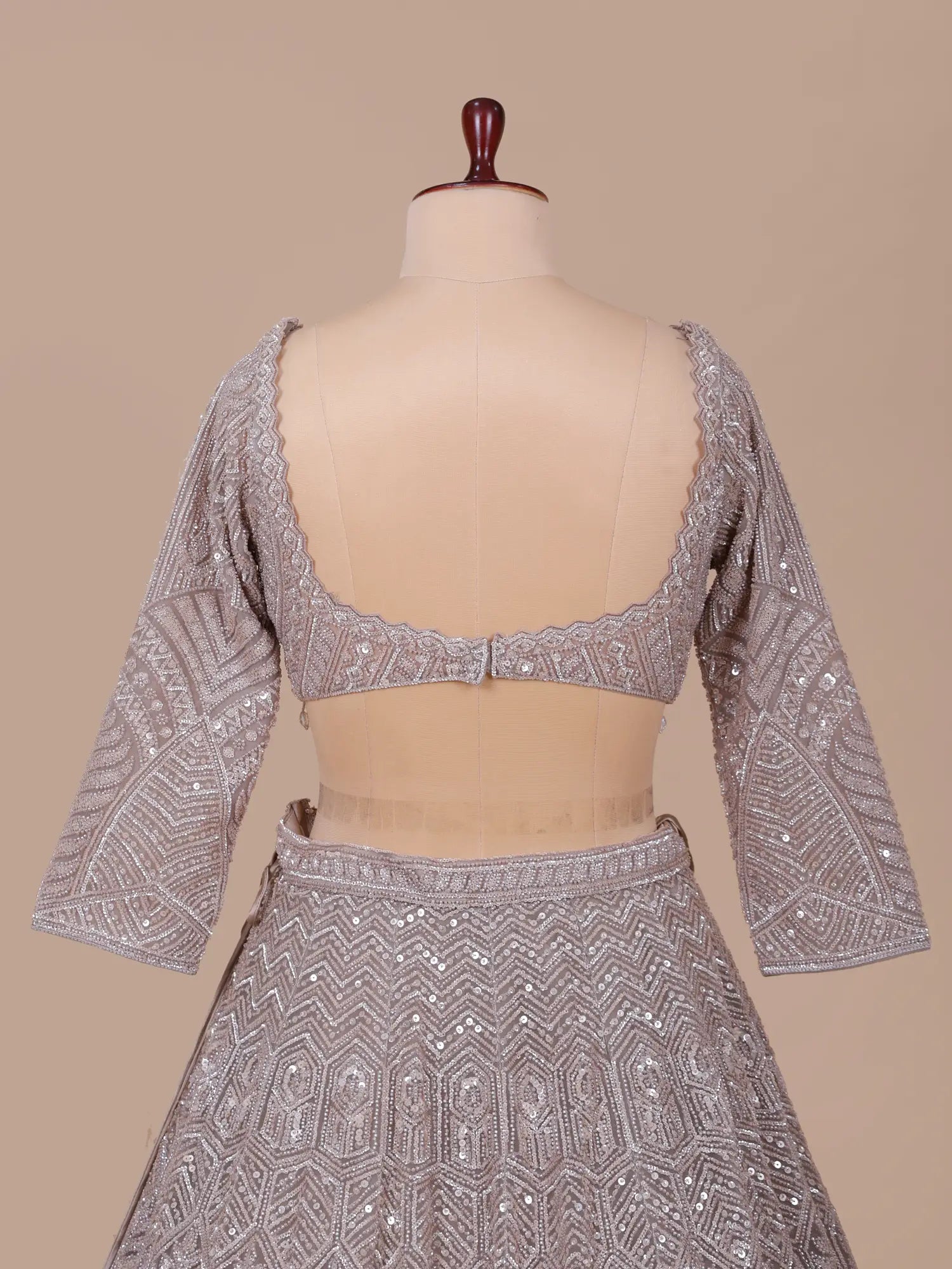 Get Premium Choco Brown Net Lehenga Sequins Work Design