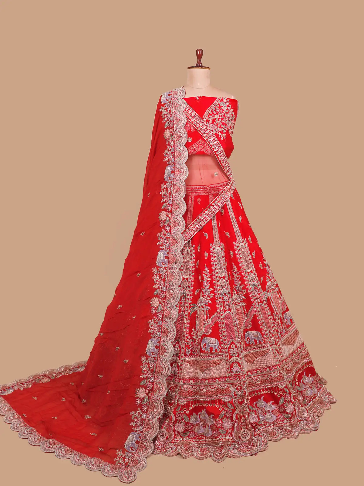Royal Crimson Bridal Lehenga with Intricate Storytelling Embroidery