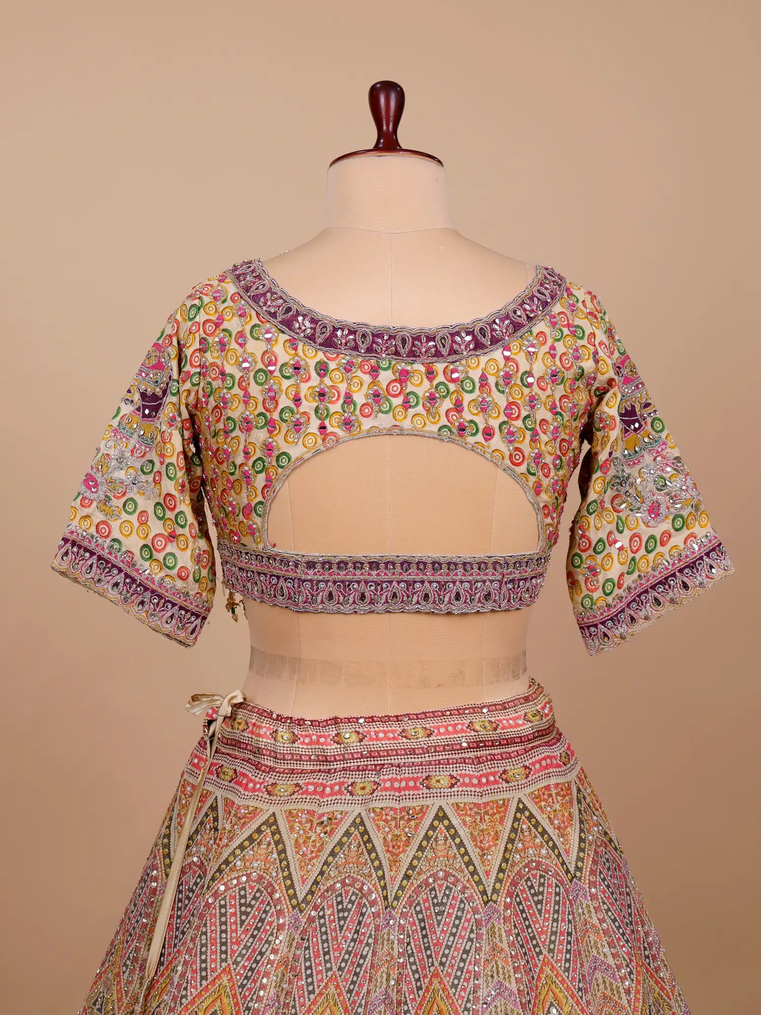New Designer Festive Multi Color Silk Lehenga With Mirror Work