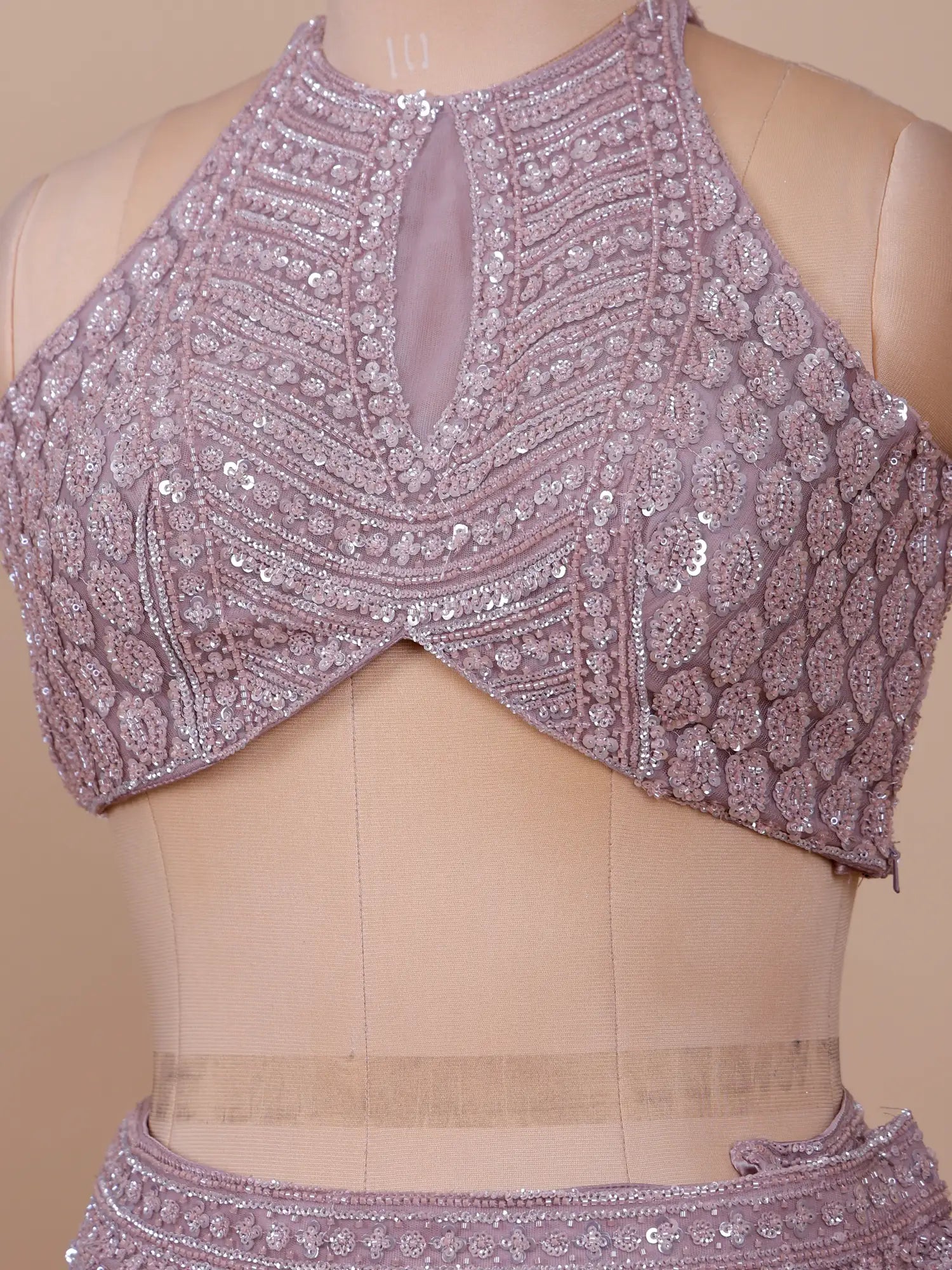 Celebrity Style Lavender Fishcut Lehenga Choli With Beads Work