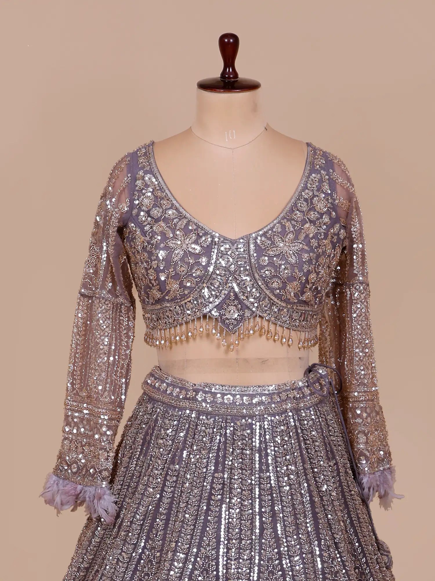 Trending Lavender Lehenga With Designer Sequins Work For Weddings