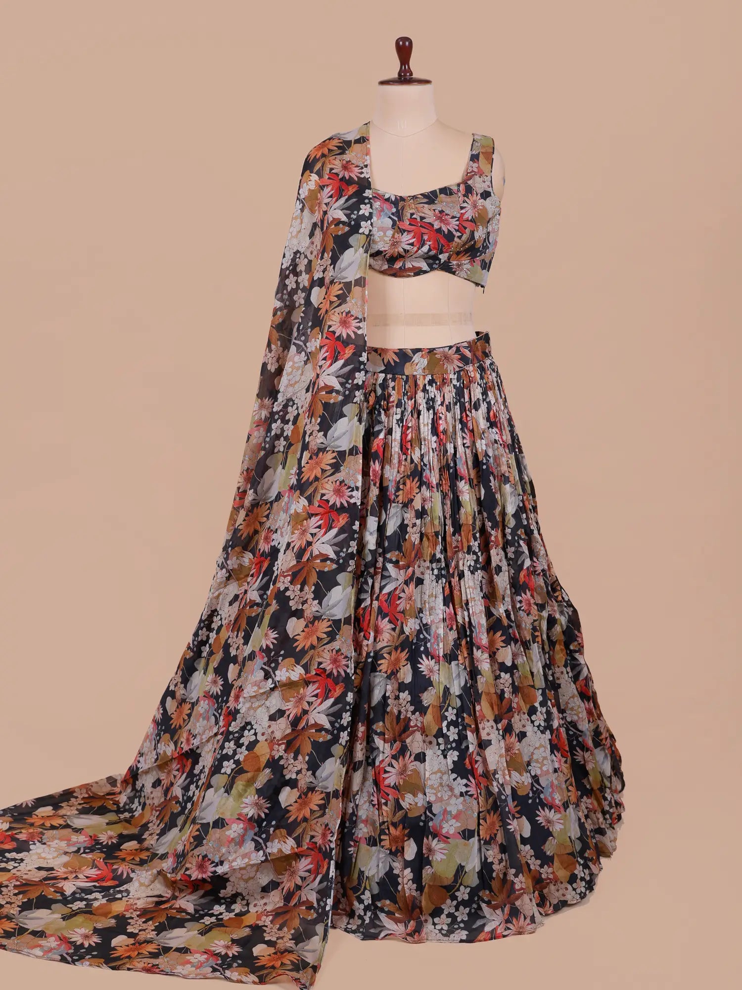 Premium Multi Color Crepe Silk Lehenga With Diamond Work at Best Price