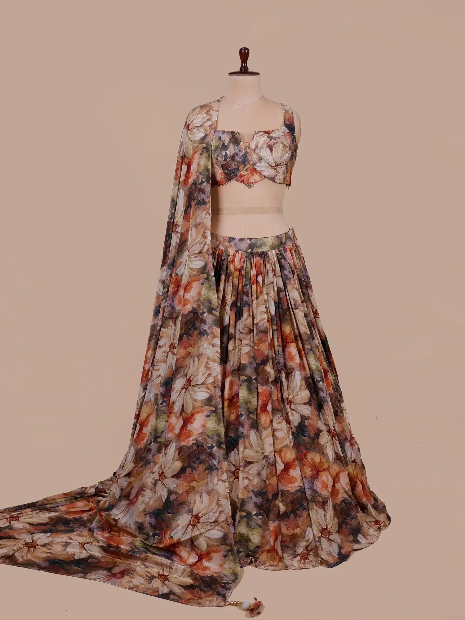 Luxury Party Wear Multi Color Crepe Silk Lehenga at Best Price