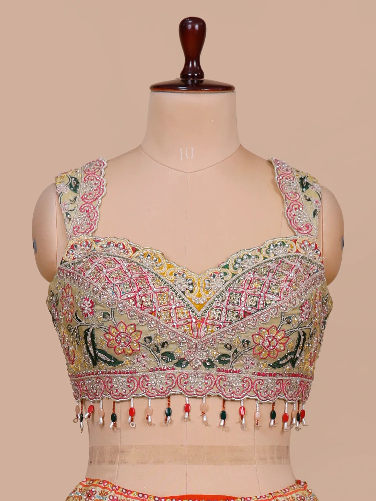 Luxury Multi Color Printed Silk Lehenga With Diamond Work
