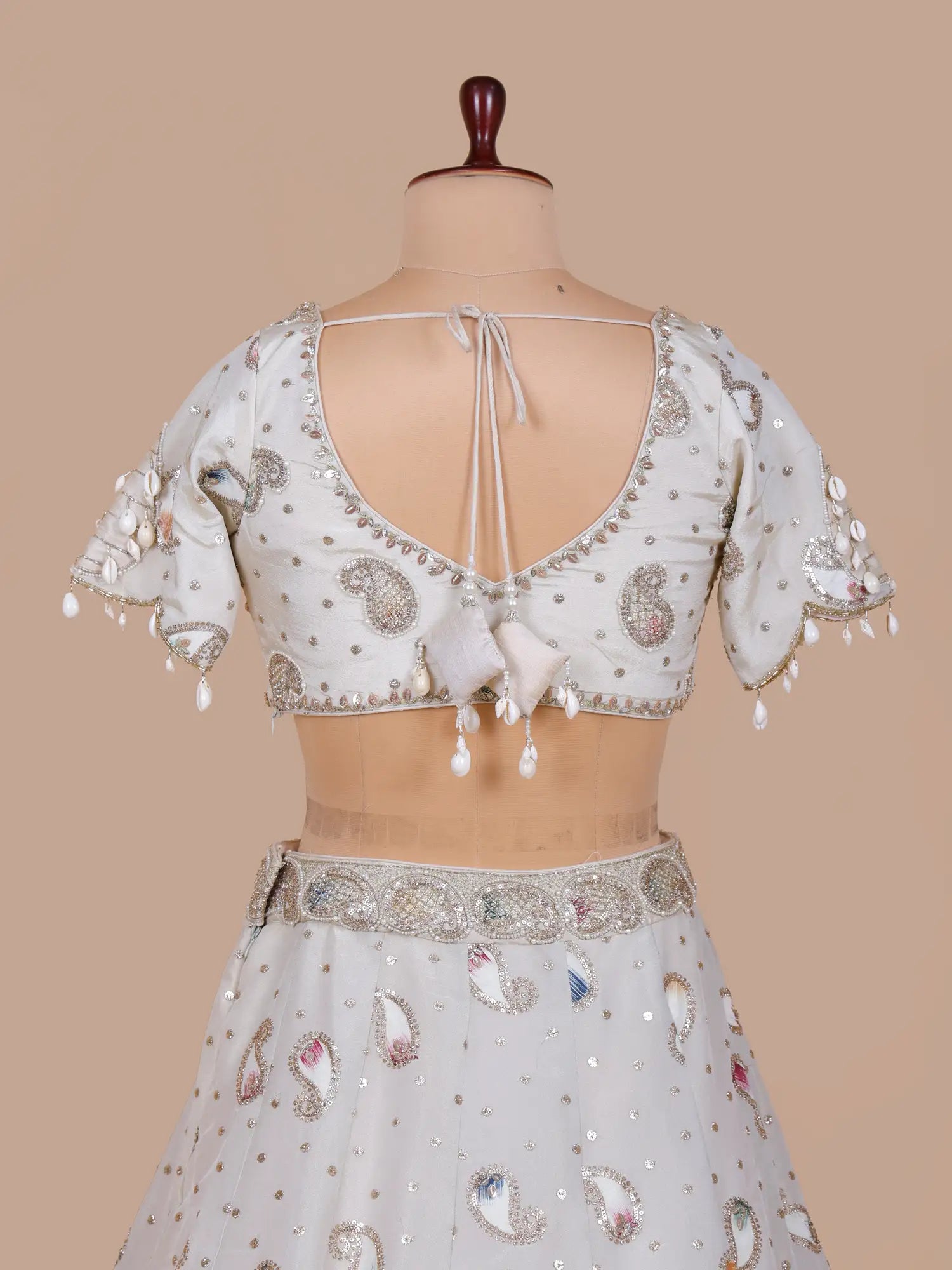 Buy Luxury Off White Chinon Lehenga Choli With Diamond Work