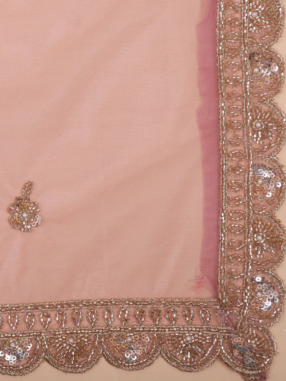 Designer Onion Pink Front Cut Indo Western Lehenga with Pearl Bead Detailing