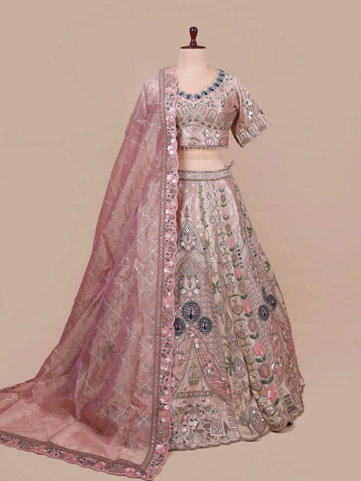 Shop Designer Rose Pink Lehenga With Pearl Diamond Work