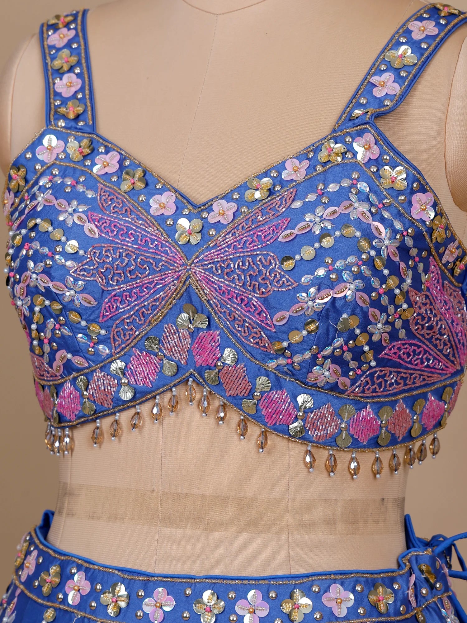 Luxury Royal Blue Raw Silk designer lehenga choli for women