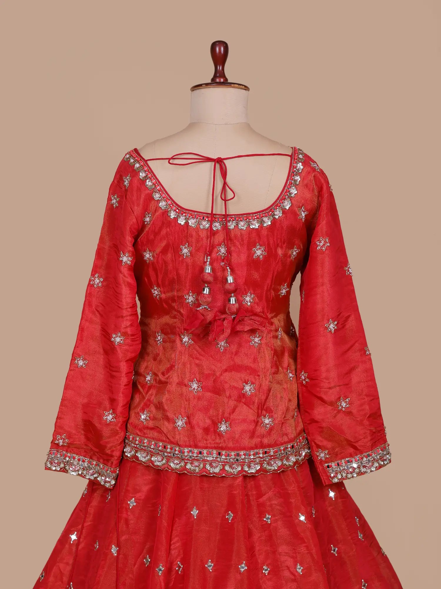 Buy Rust Orange Peplum Lehenga With Signature Mirror Work