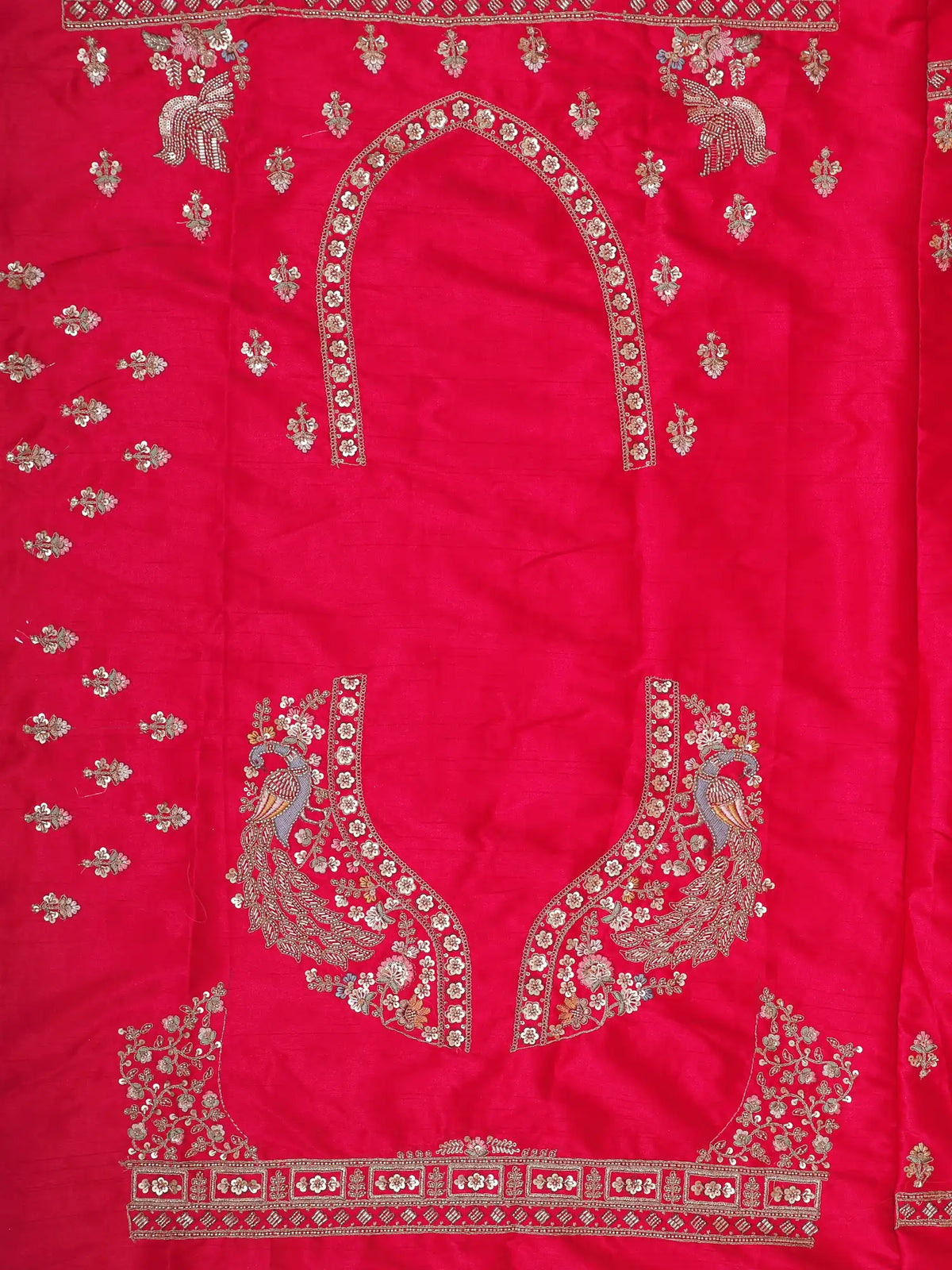 Gulmohar Rani Pink Silk Bridal Lehenga Featuring Bird and Branch Embroidery