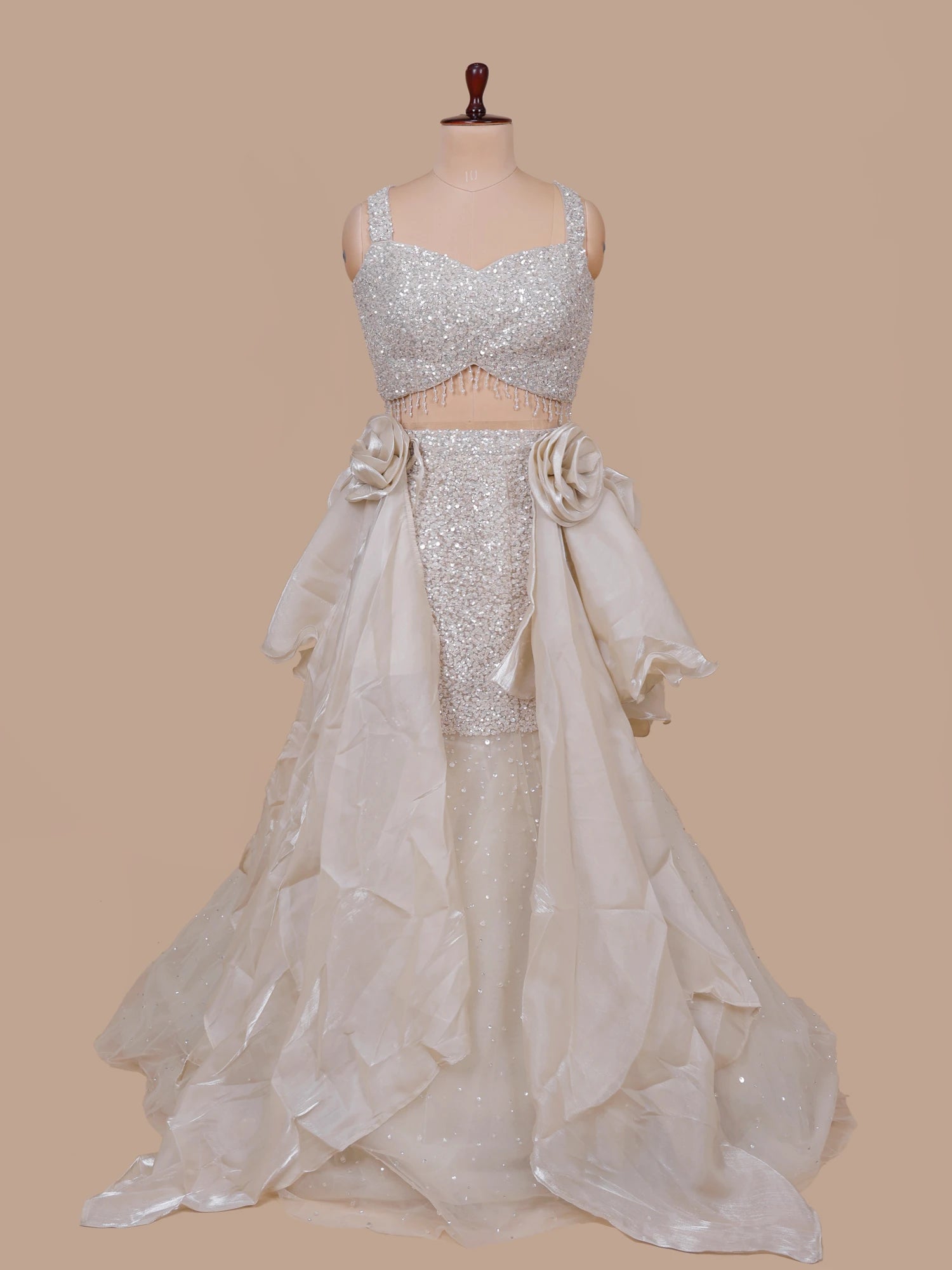 Silver Net Sequin Work Party Wear Lehenga Choli
