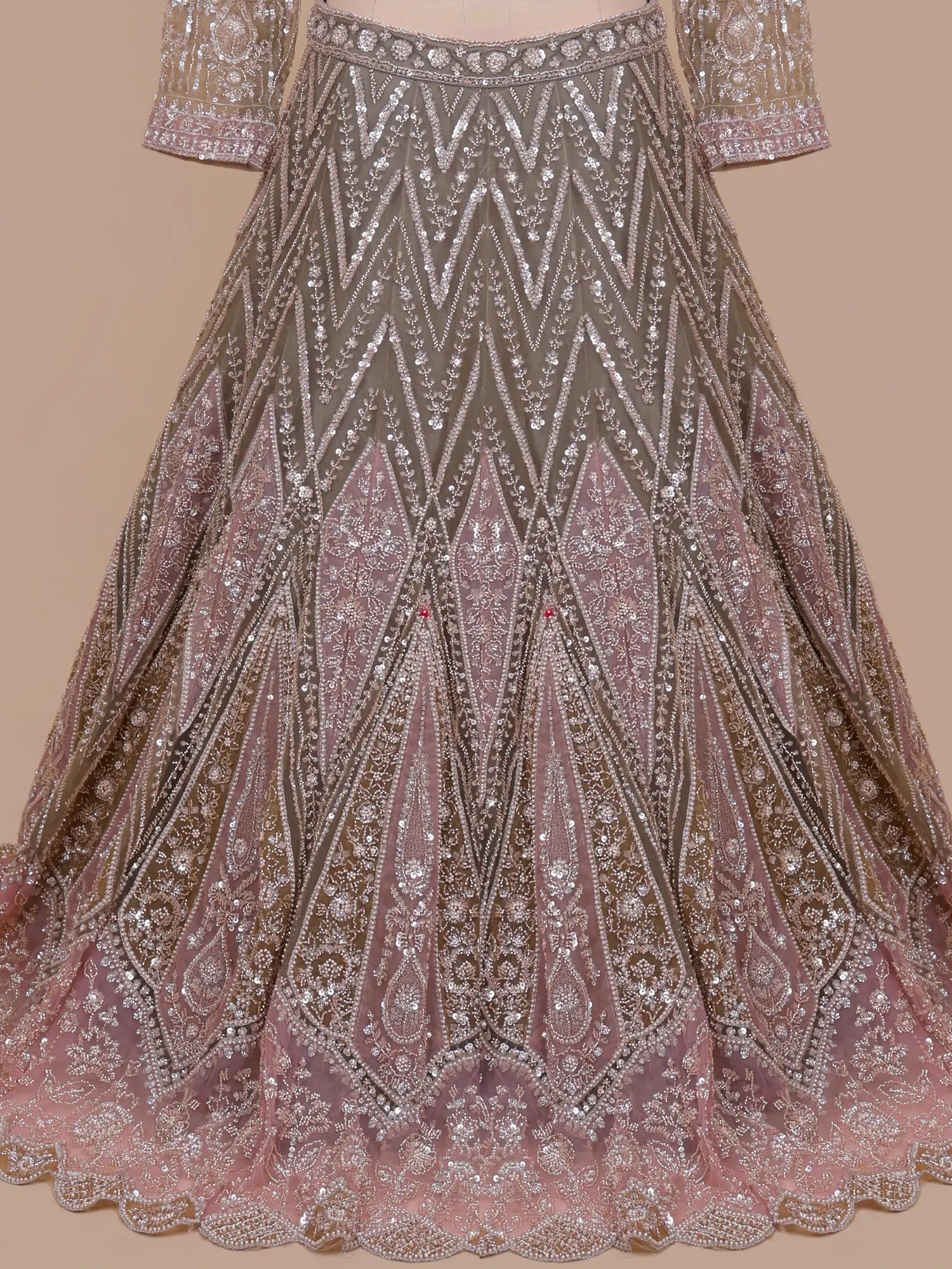 Get Mehendi Green Wedding Lehenga Featuring Applique Patch Detailing