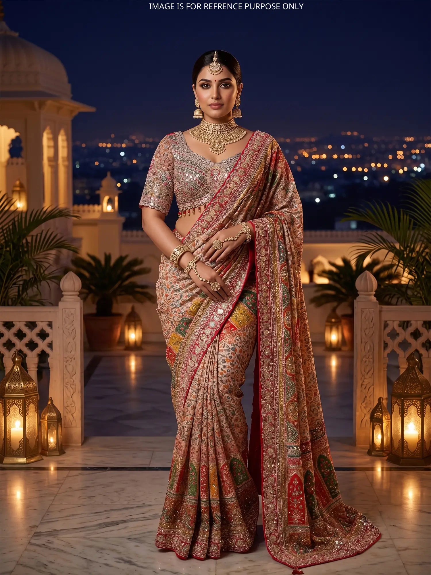 Discover Colourful Silk Saree Adorned In Mirror Aari Dori Work